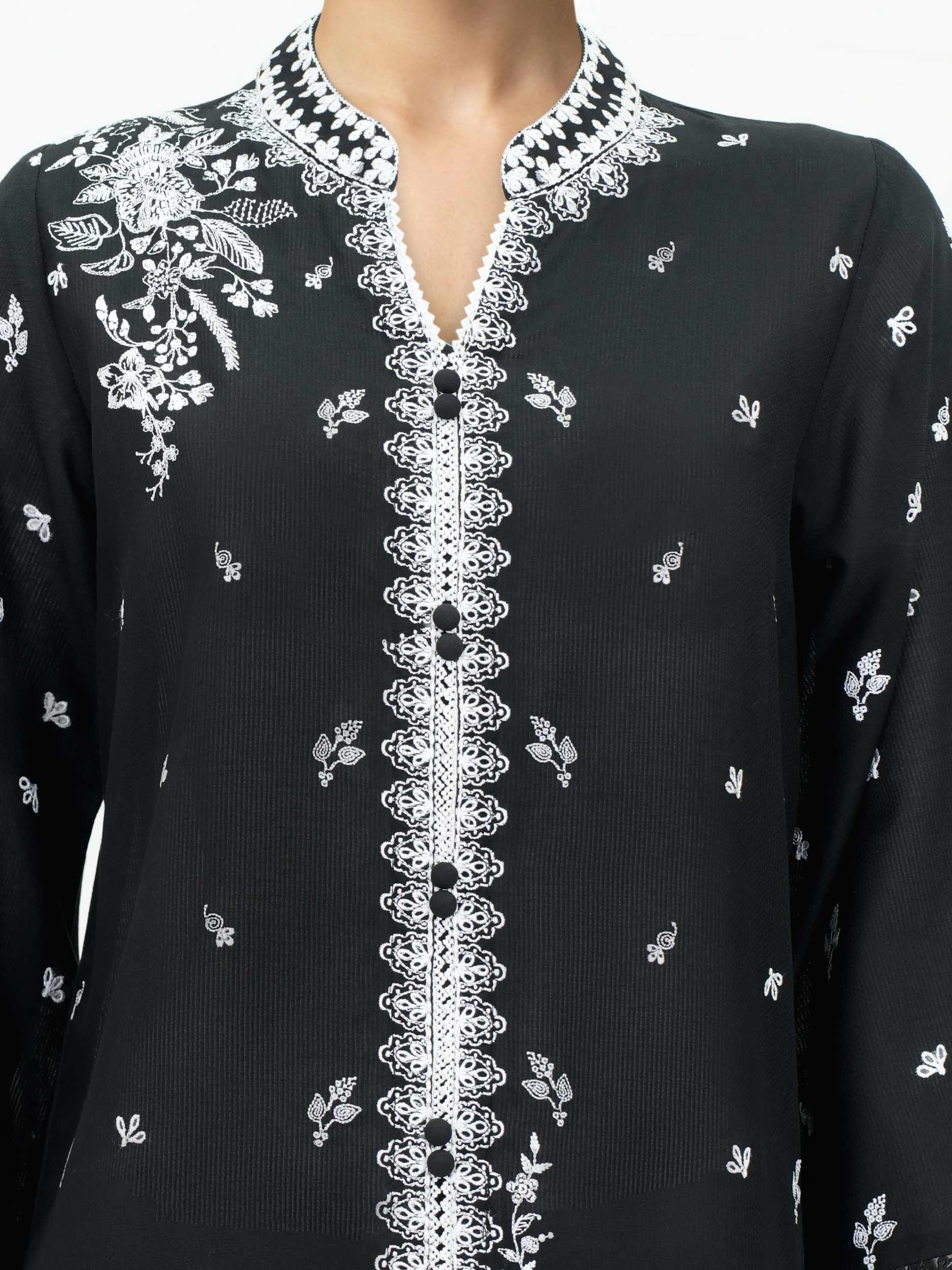 2 Piece Dobby Suit- Embroidered (Pret) - Image 4