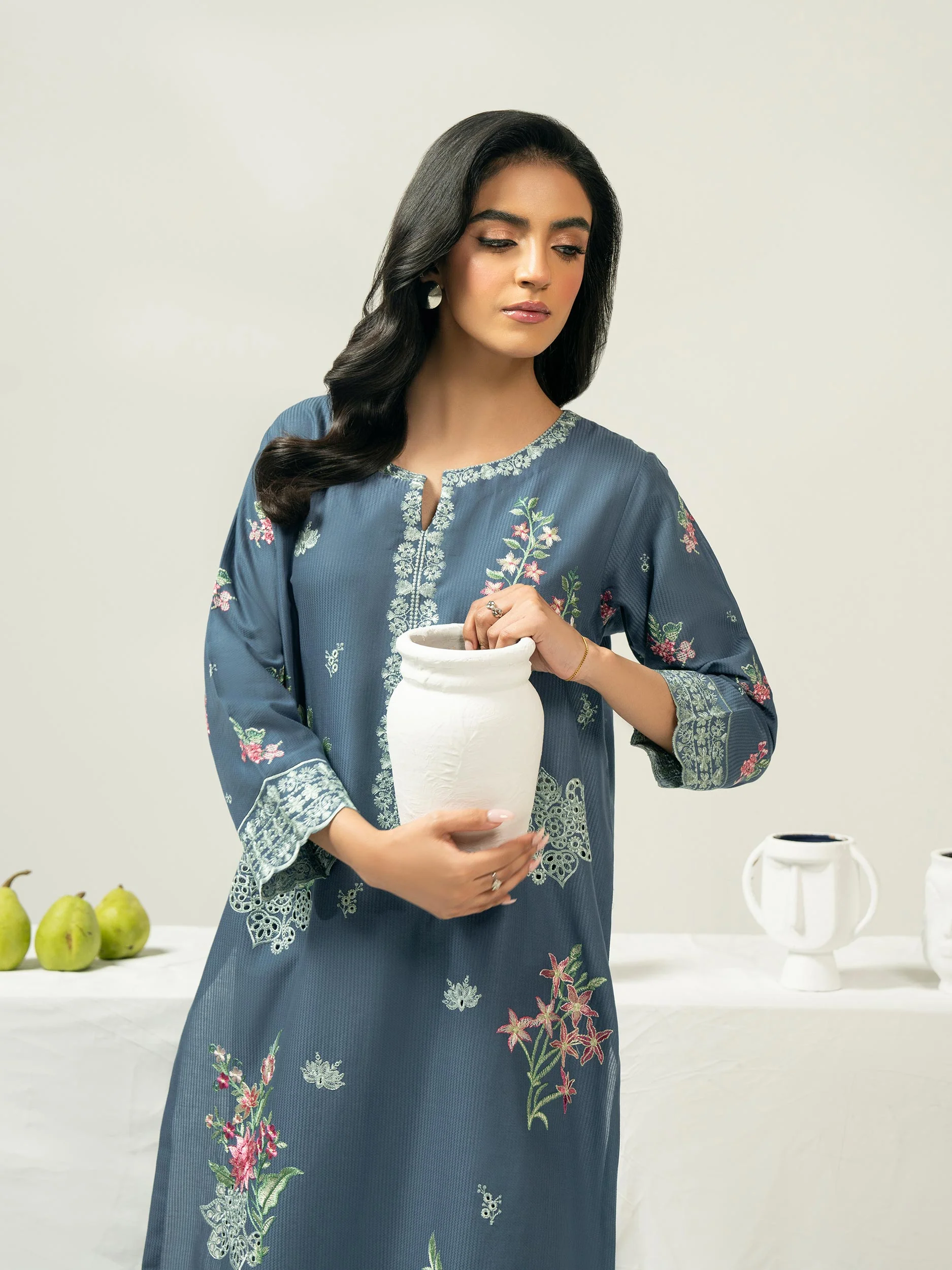 2 Piece Dobby Suit-Embroidered (Pret) - Image 2