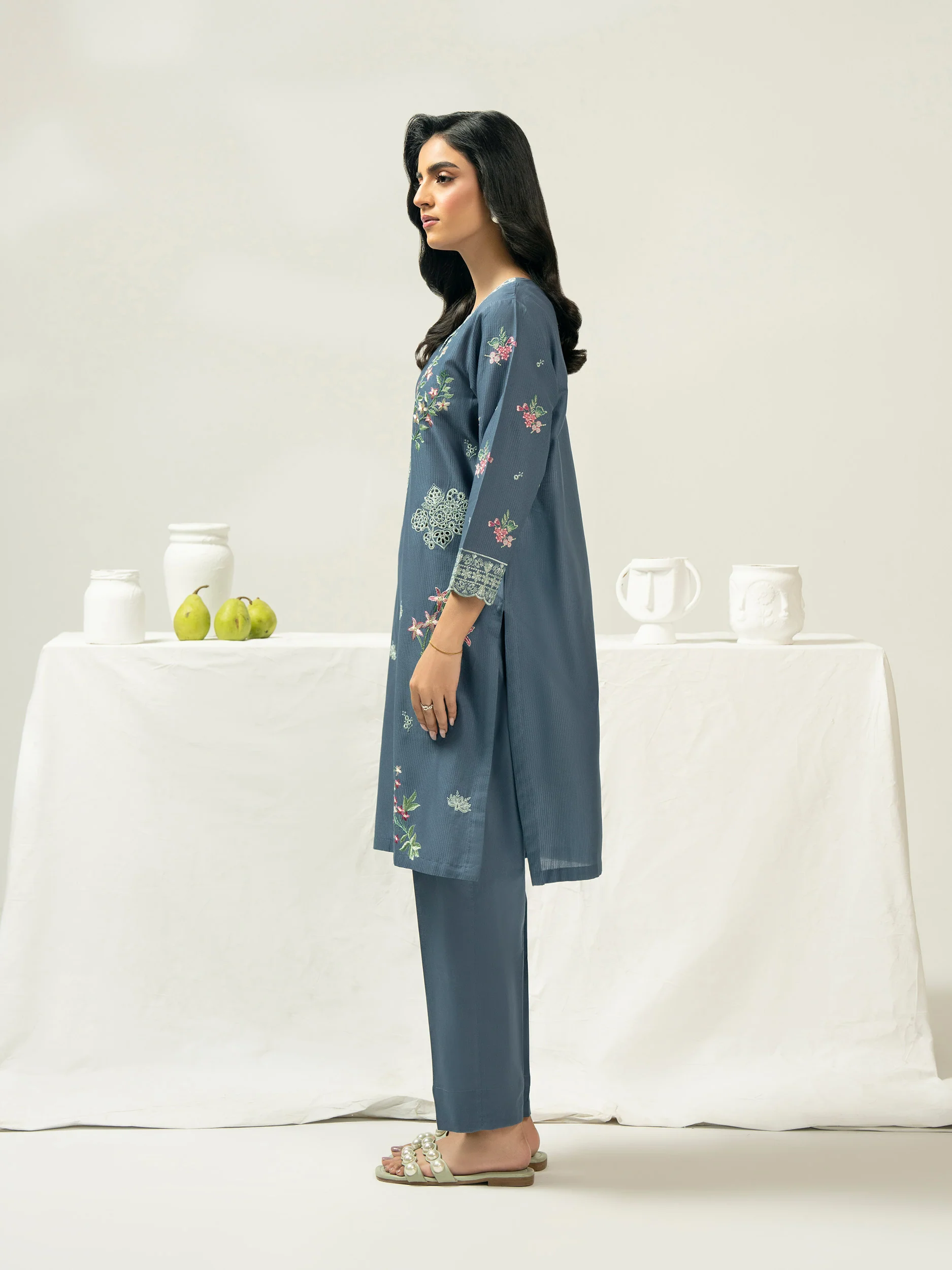 2 Piece Dobby Suit-Embroidered (Pret) - Image 4