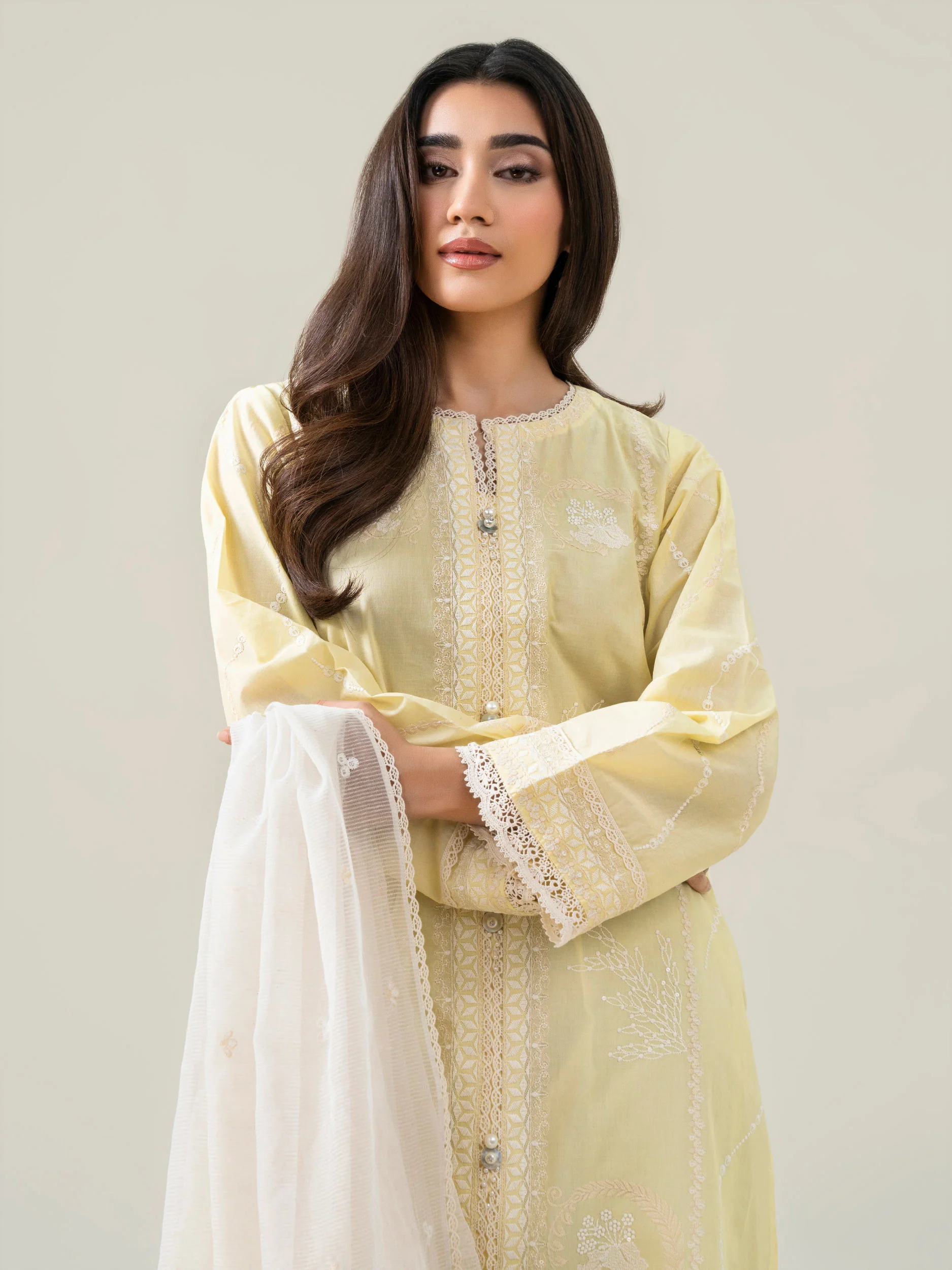2 Piece Cambric Suit-Embroidered (Pret) - Image 2