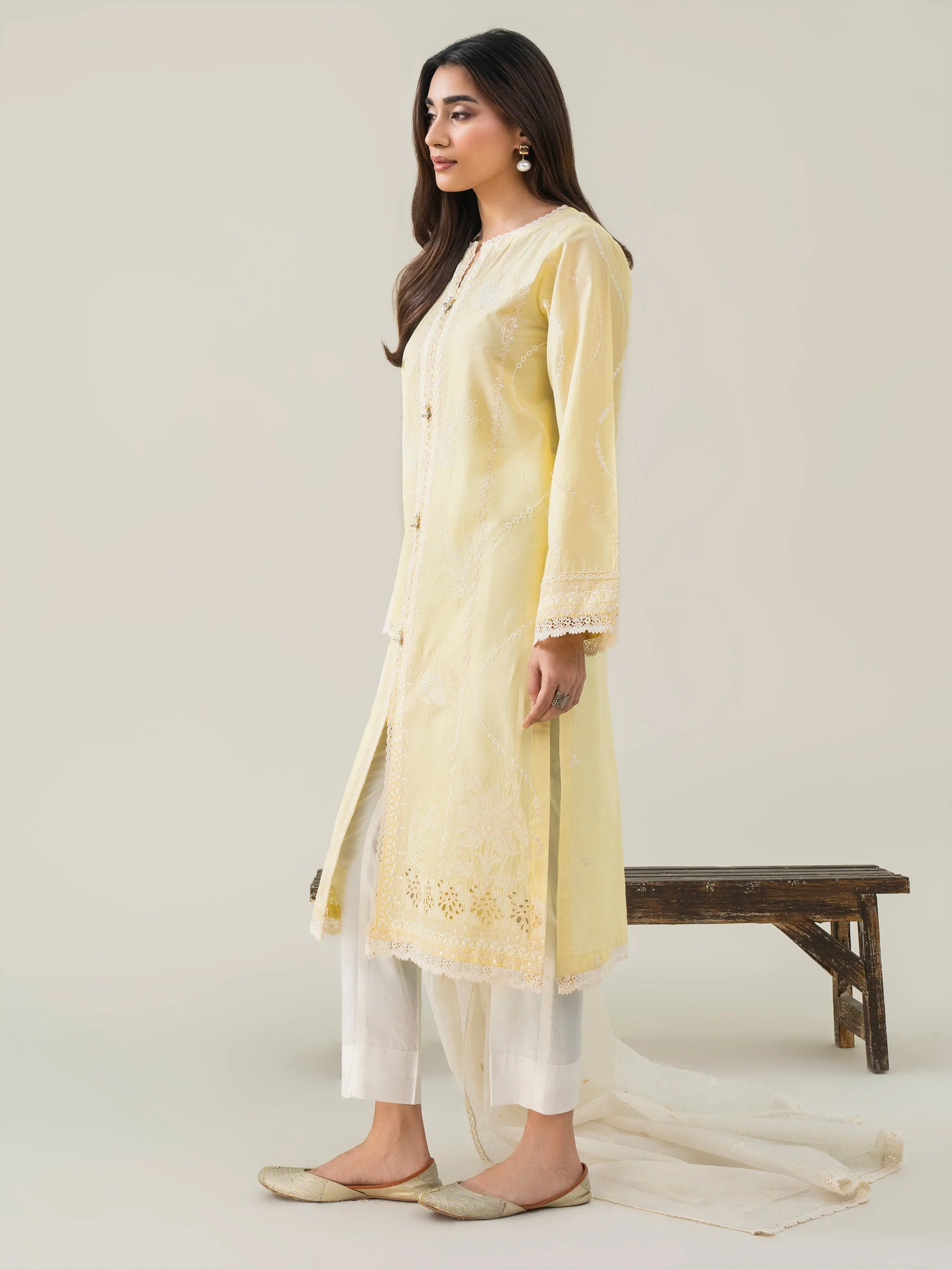 2 Piece Cambric Suit-Embroidered (Pret) - Image 3