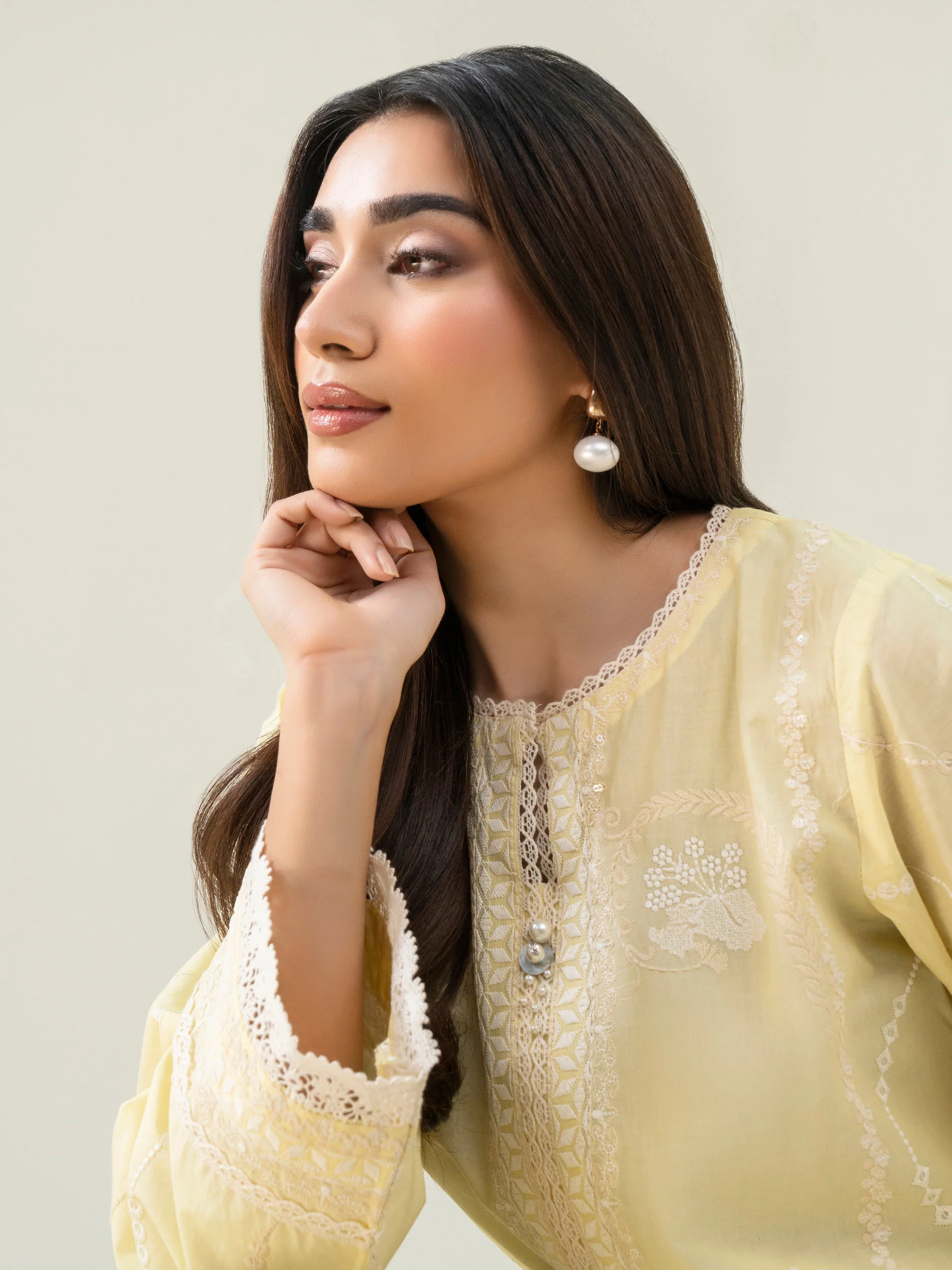 2 Piece Cambric Suit-Embroidered (Pret) - Image 4
