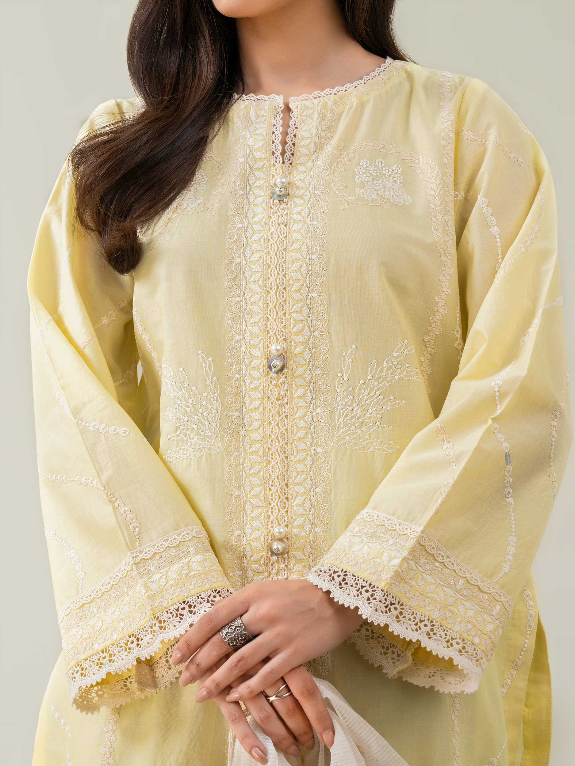 2 Piece Cambric Suit-Embroidered (Pret) - Image 6