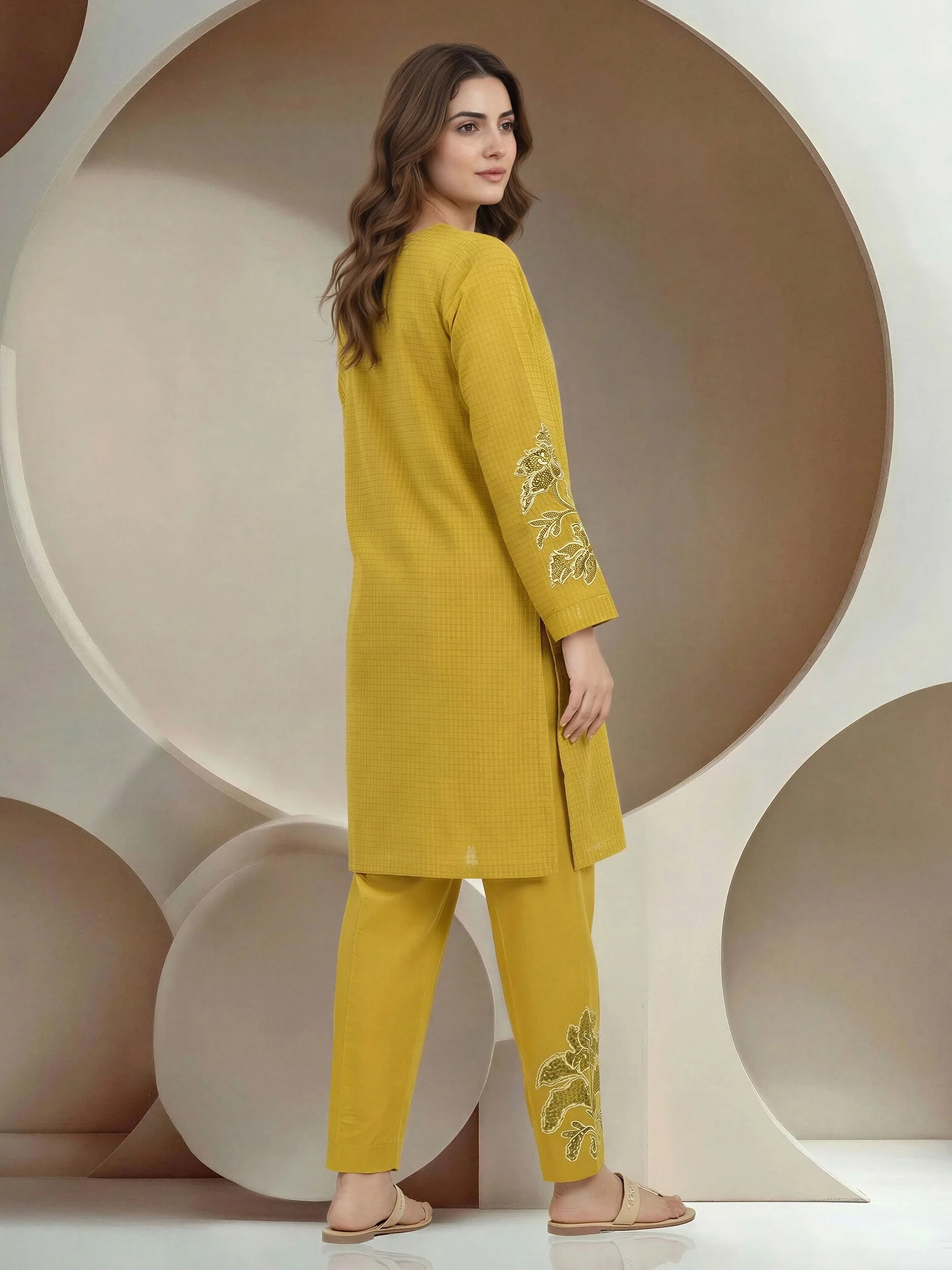 2 Piece Lawn Texture Suit- Embroidered (Pret) - Image 3