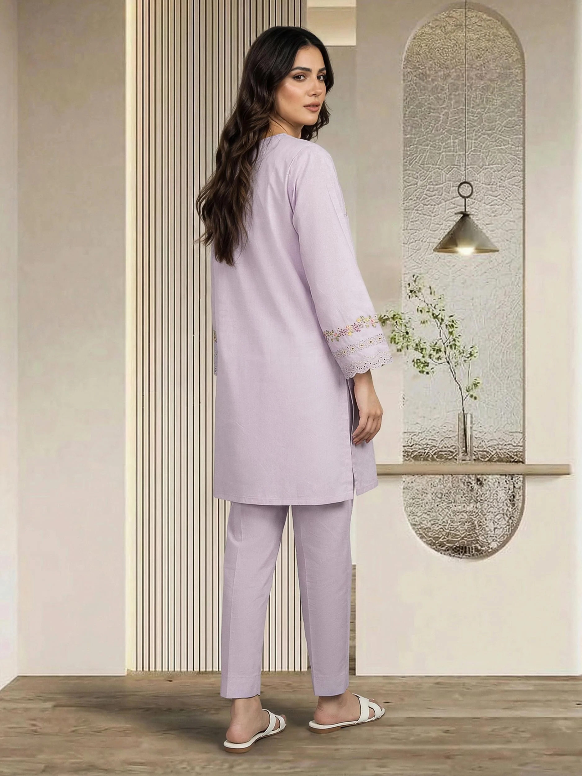 2 Piece Lawn Slub Suit- Embroidered (Pret) - Image 3
