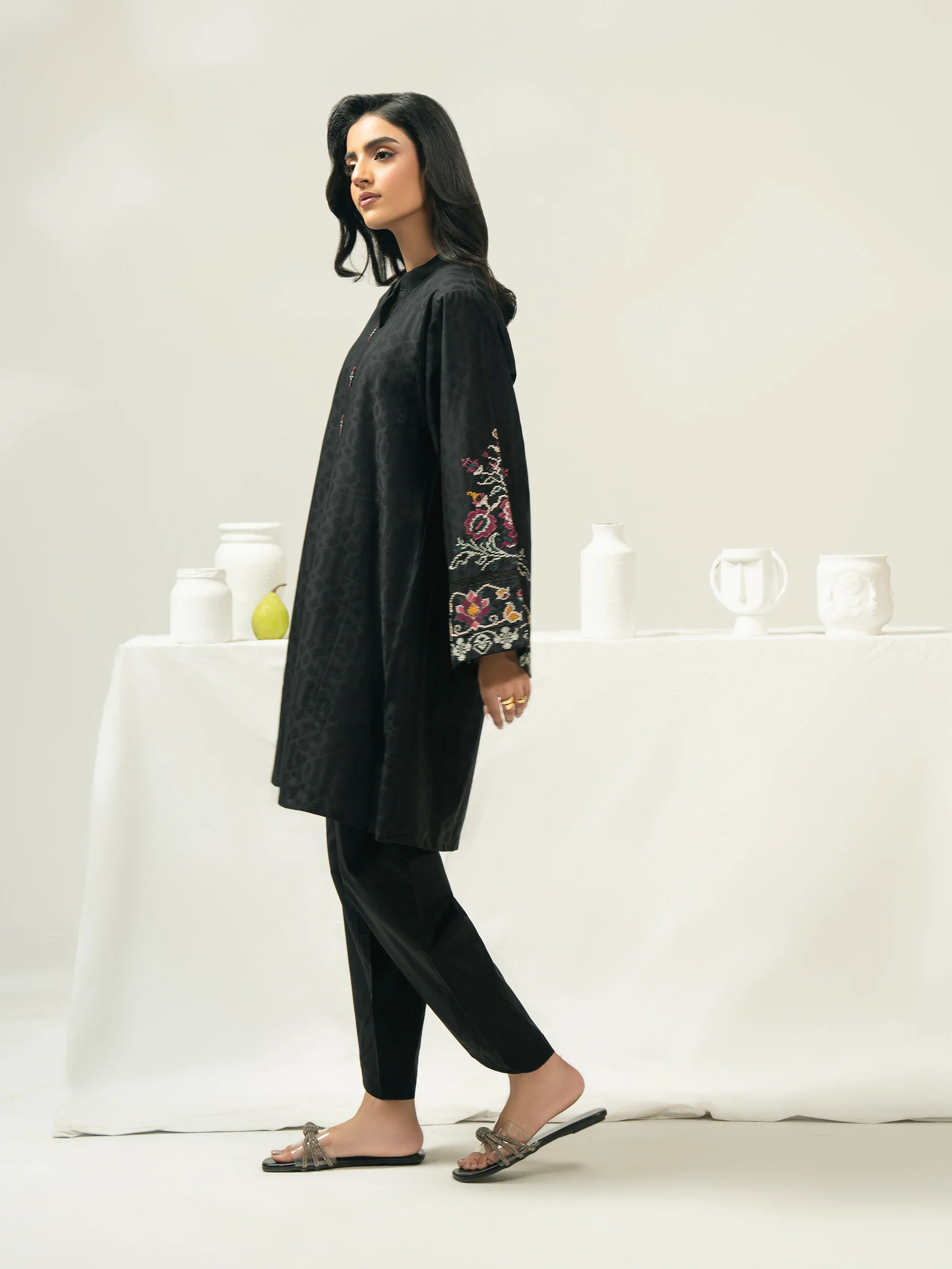 2 Piece Jacquard Suit-Embroidered (Pret) - Image 3