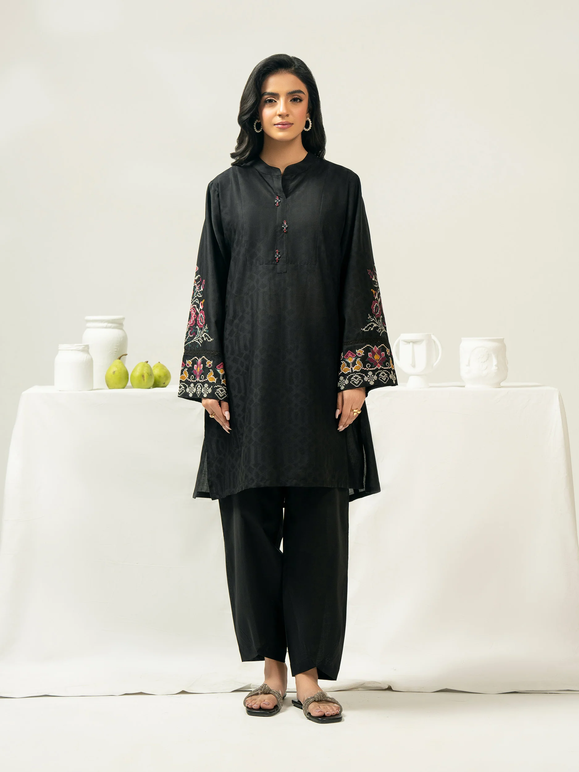 2 Piece Jacquard Suit-Embroidered (Pret) - Image 4
