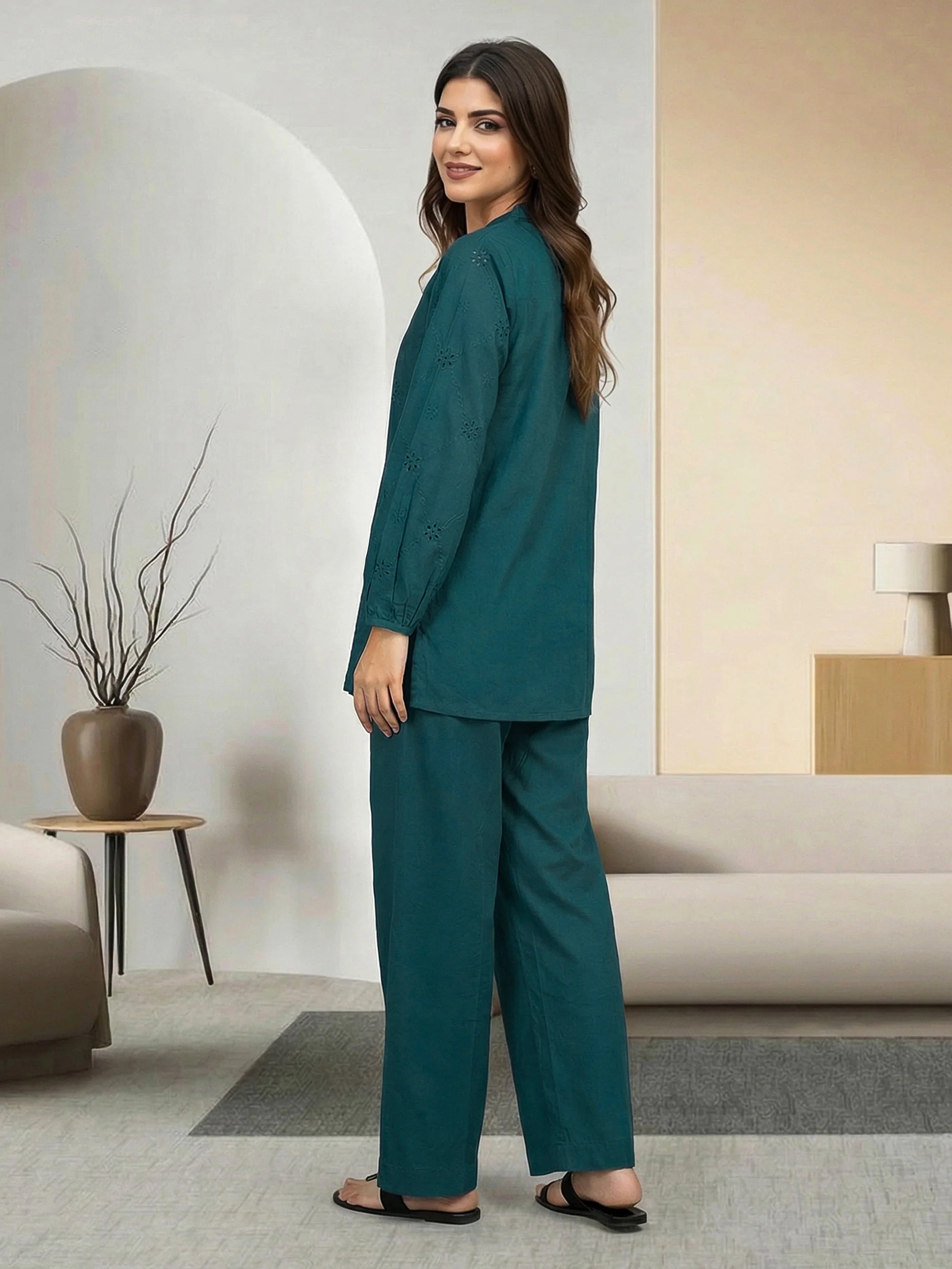 Dobby Co-ord set- Embroidered - Image 3