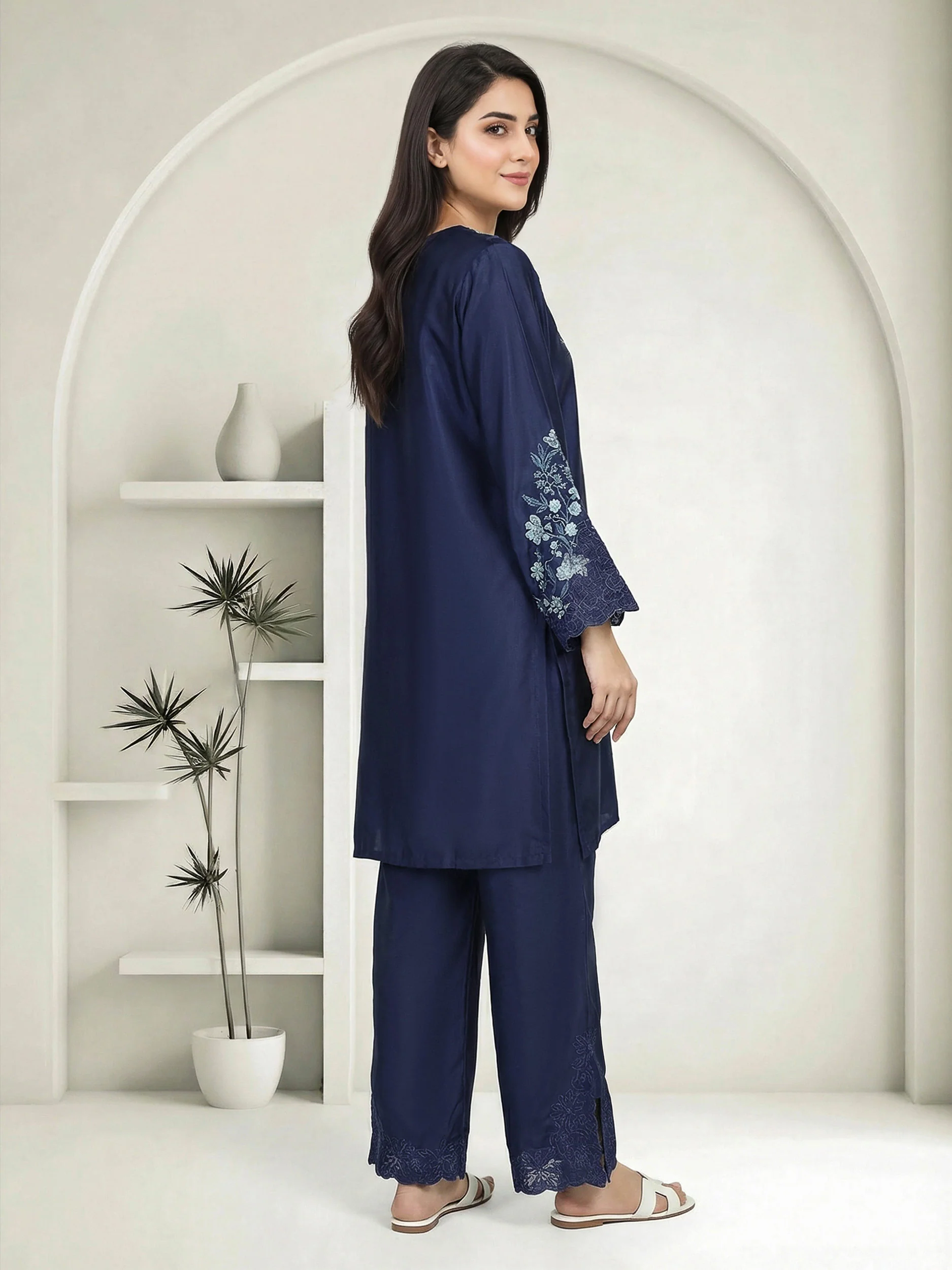 2 Piece Silk Suit- Embroidered (Pret) - Image 3