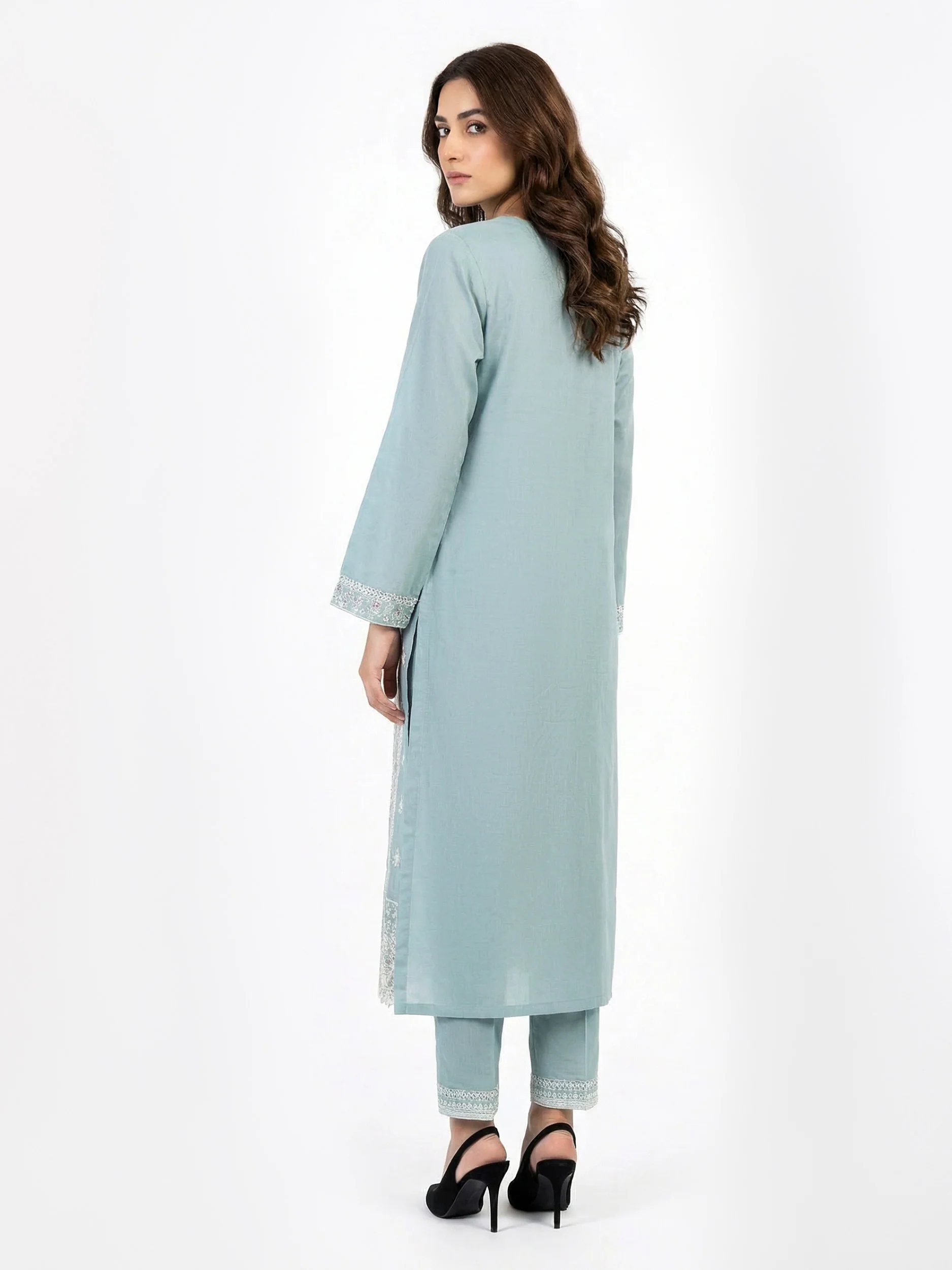 2 Piece Cotton Net Suit- Embroidered (Pret) - Image 2