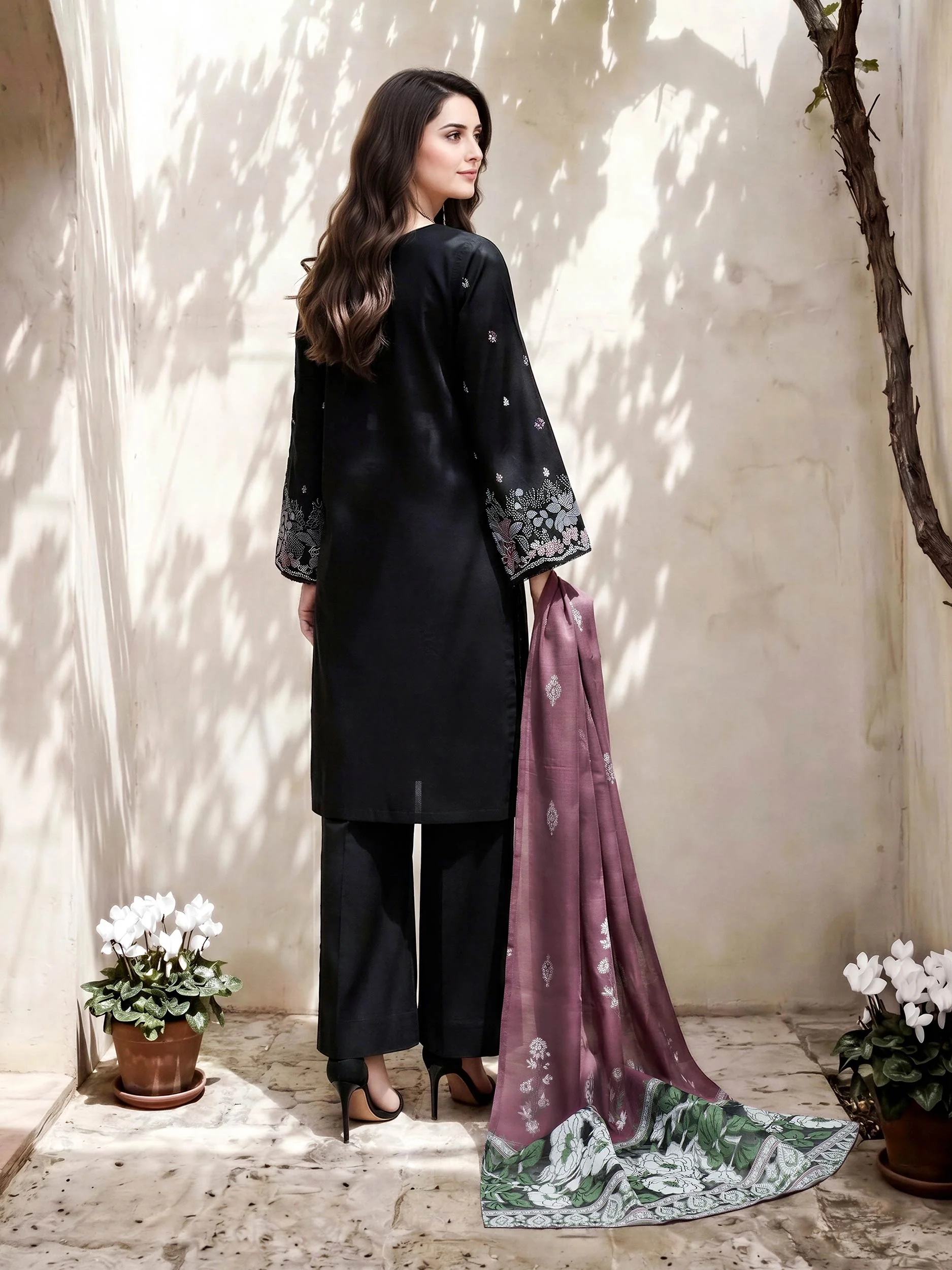 3 Piece Dobby Suit- Embroidered (Pret) - Image 3
