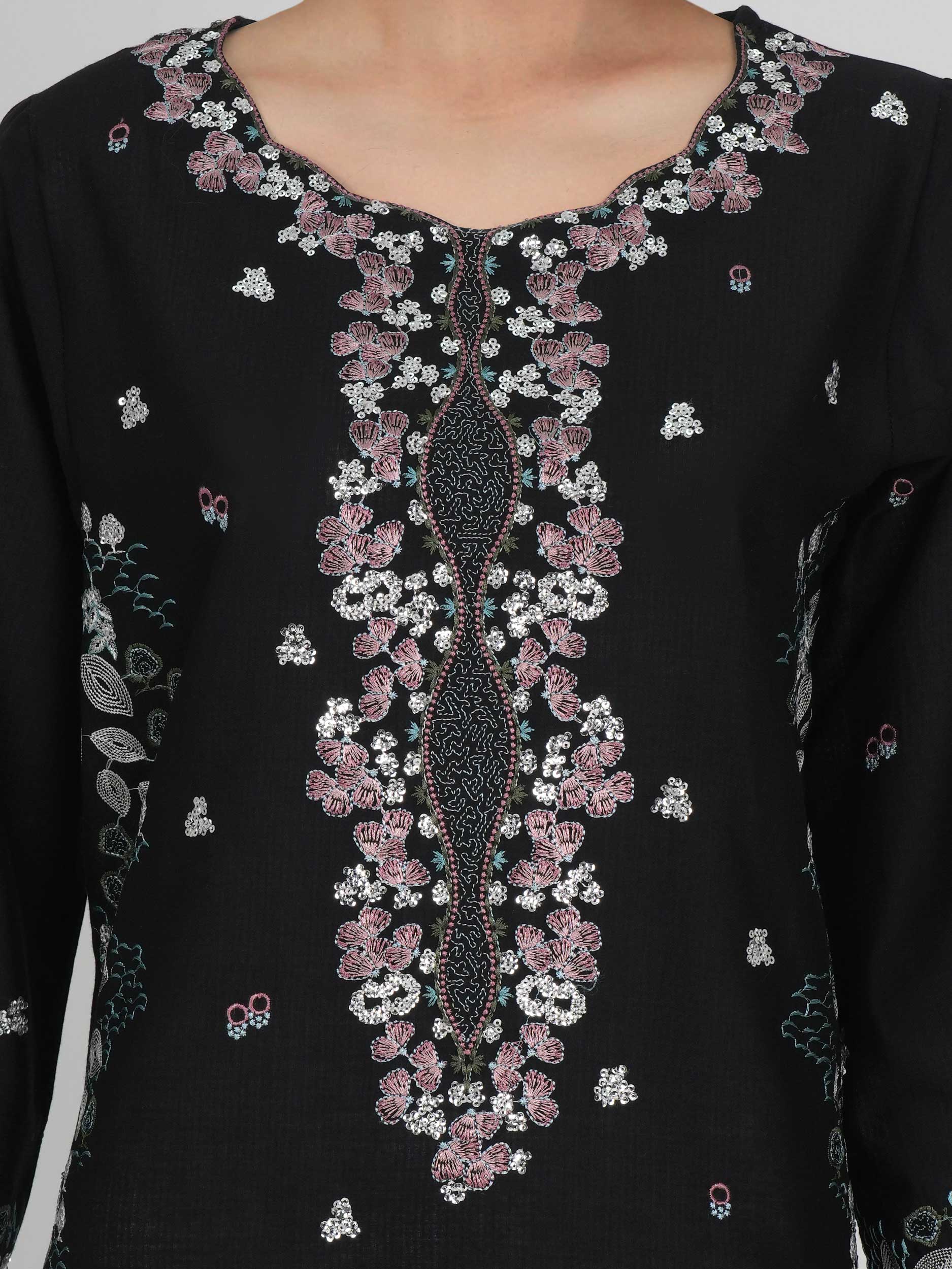 3 Piece Dobby Suit- Embroidered (Pret) - Image 4