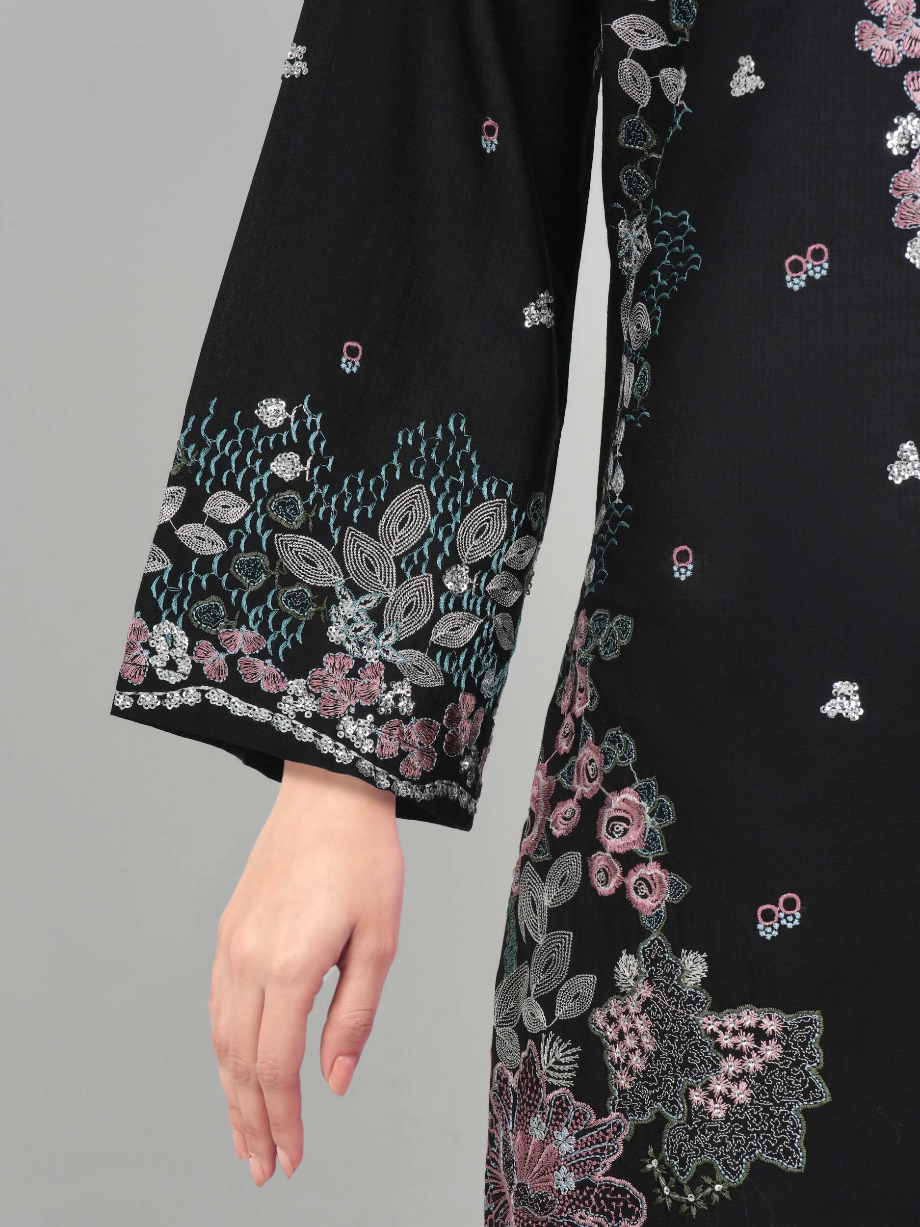 3 Piece Dobby Suit- Embroidered (Pret) - Image 5