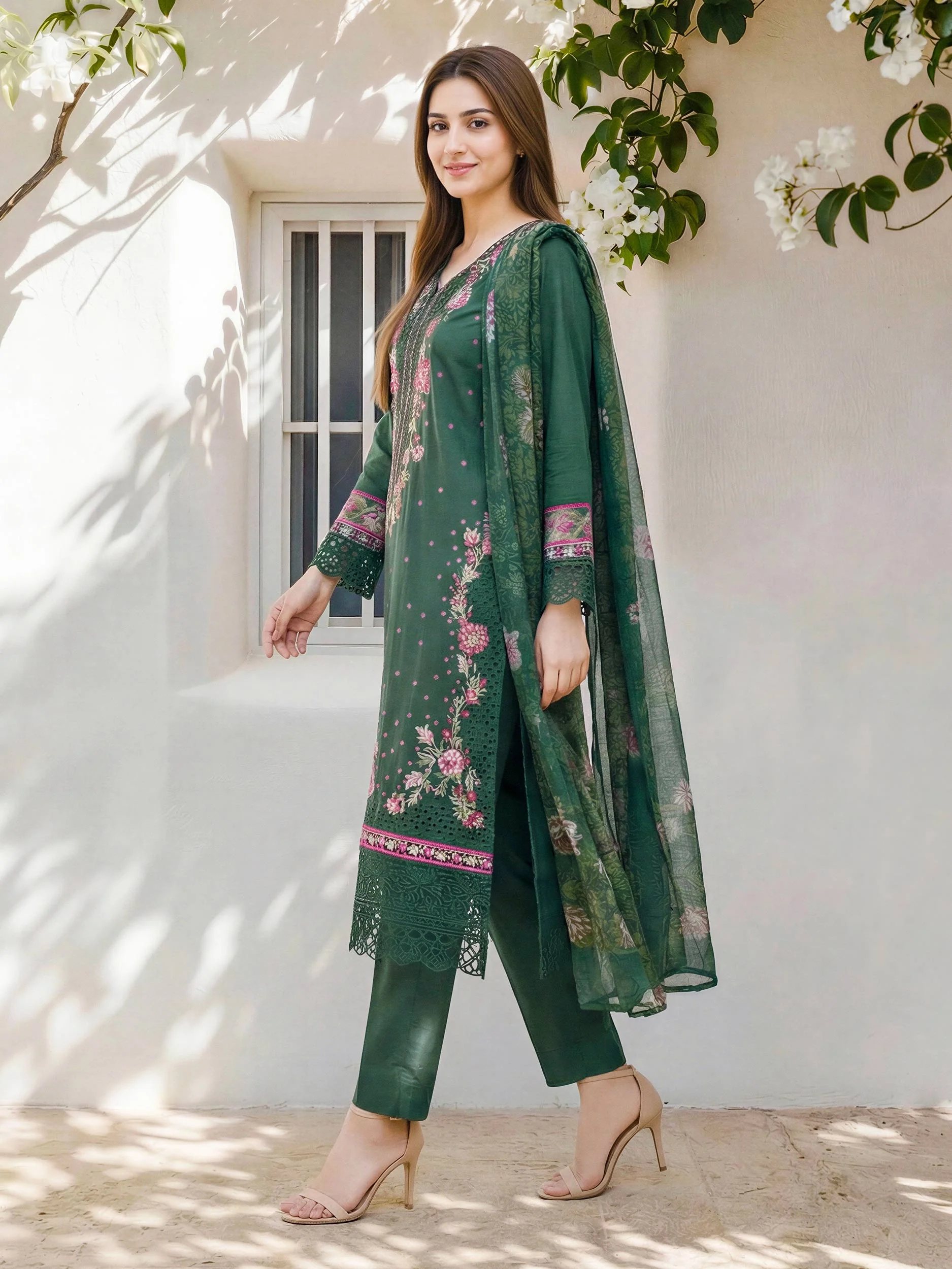 3 Piece Lawn Suit- Embroidered (Pret) - Image 2