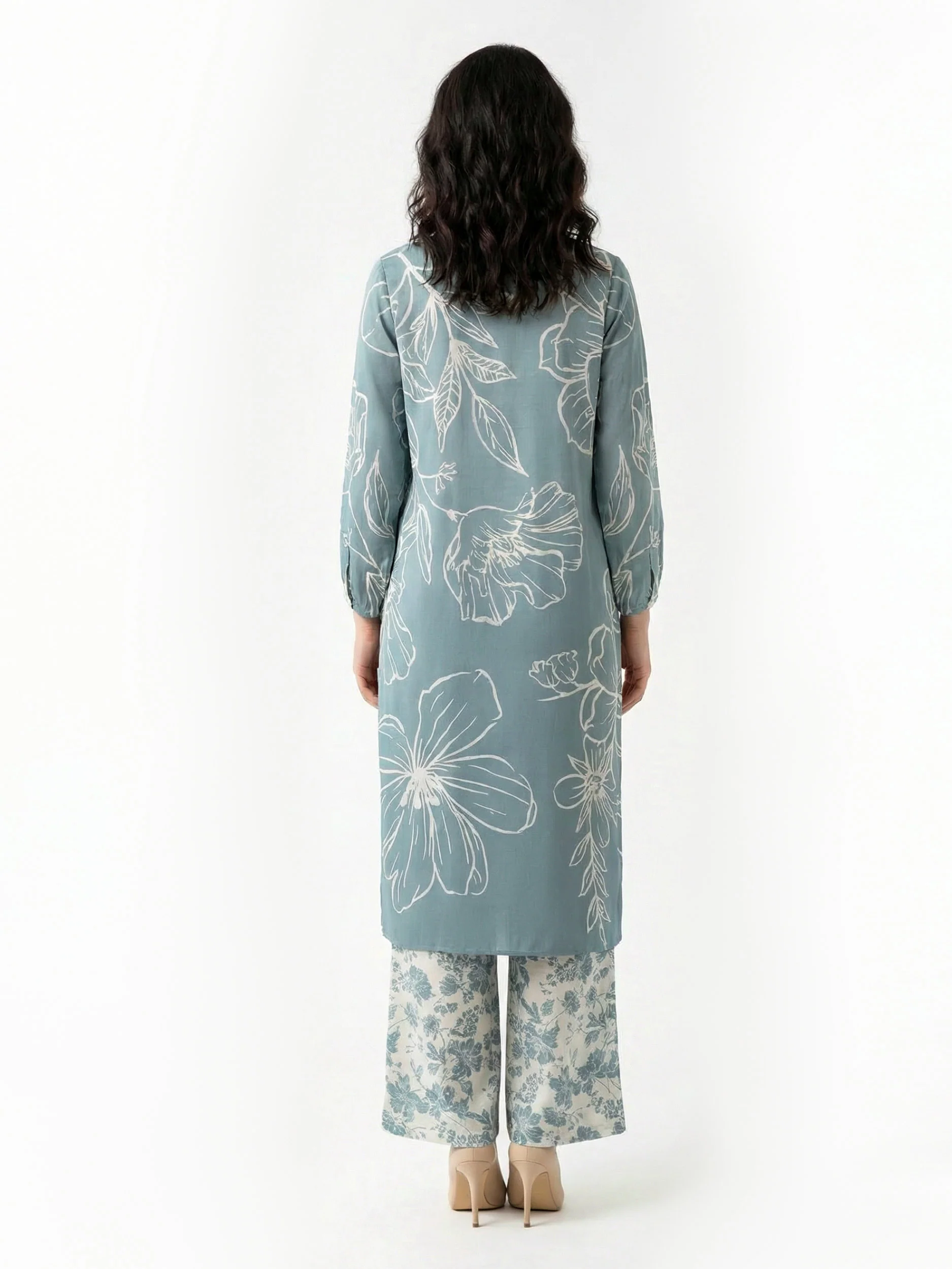2 Piece Silk Suit- Printed (Pret) - Image 2