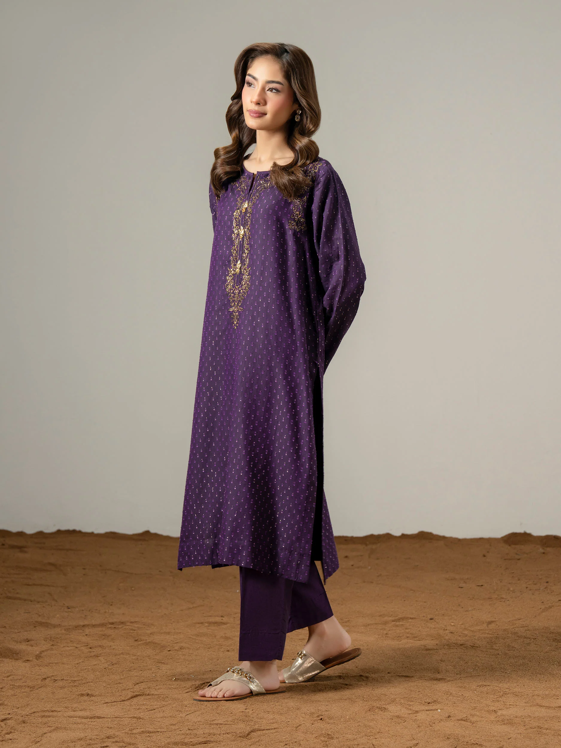 2 Piece Jacquard Suit-Embroidered (Pret) - Image 2