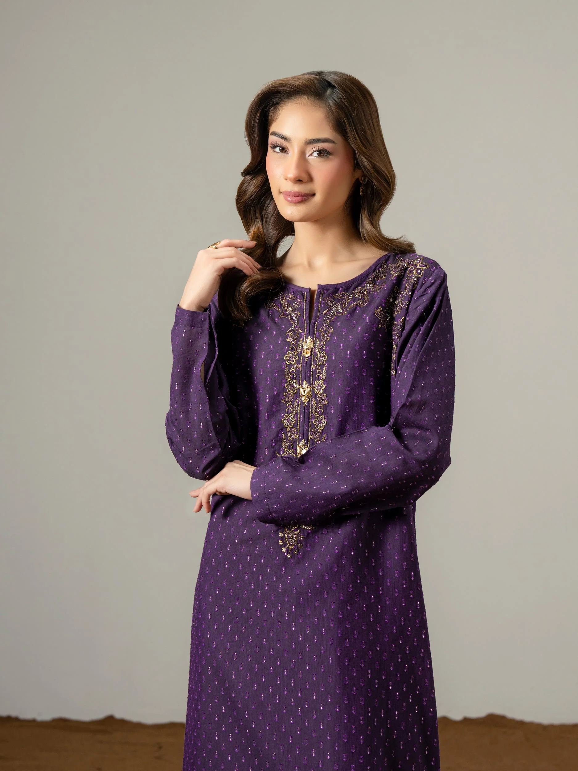 2 Piece Jacquard Suit-Embroidered (Pret) - Image 5