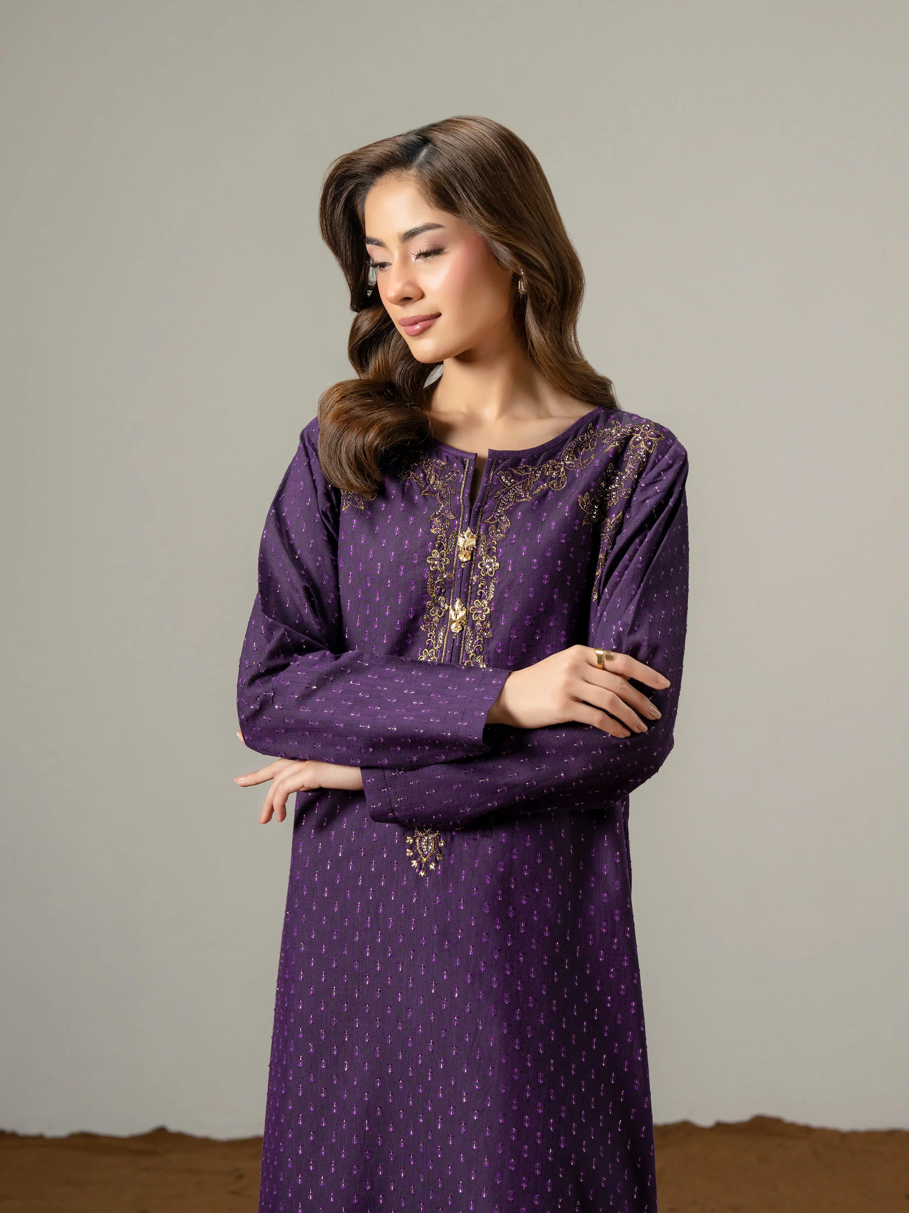 2 Piece Jacquard Suit-Embroidered (Pret) - Image 6