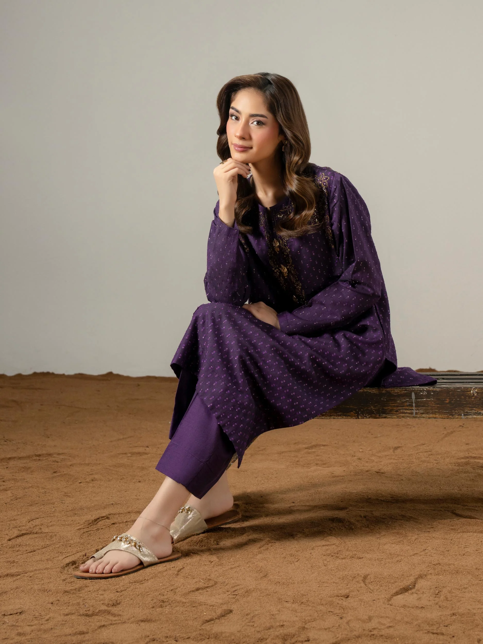 2 Piece Jacquard Suit-Embroidered (Pret) - Image 7