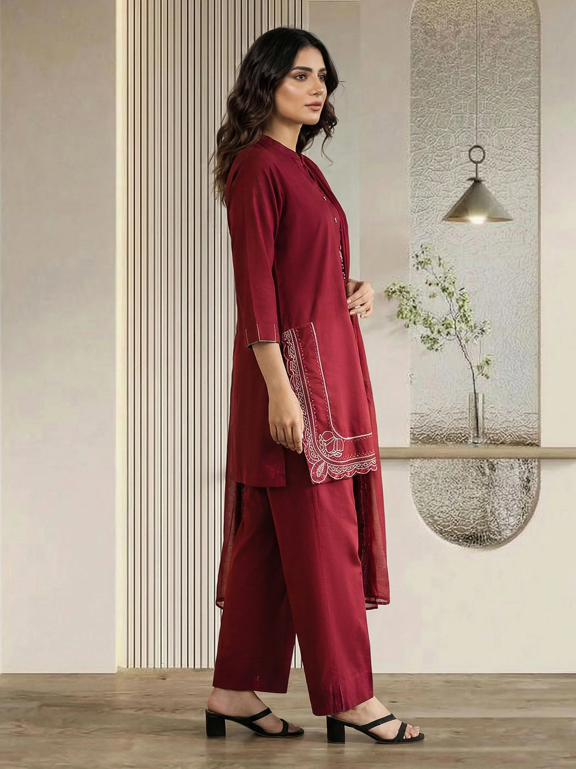 3 Piece Lawn Suit- Embroidered (Pret) - Image 2