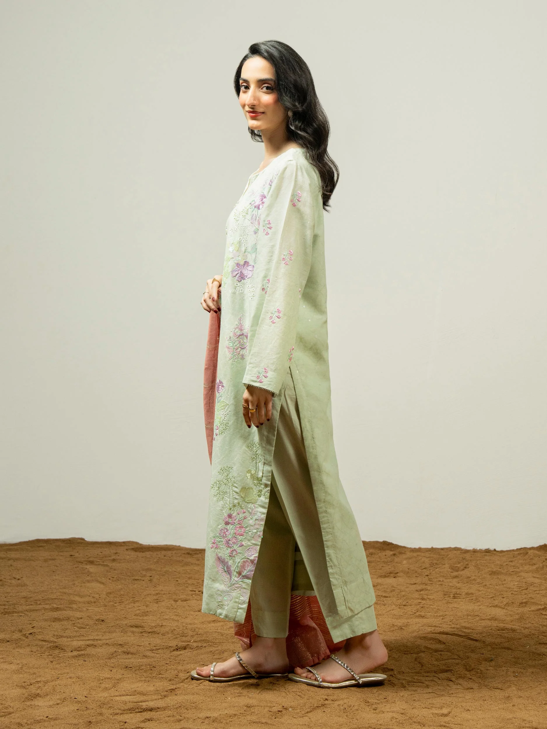 3 Piece Jacquard Suit-Embroidered (Pret) - Image 4