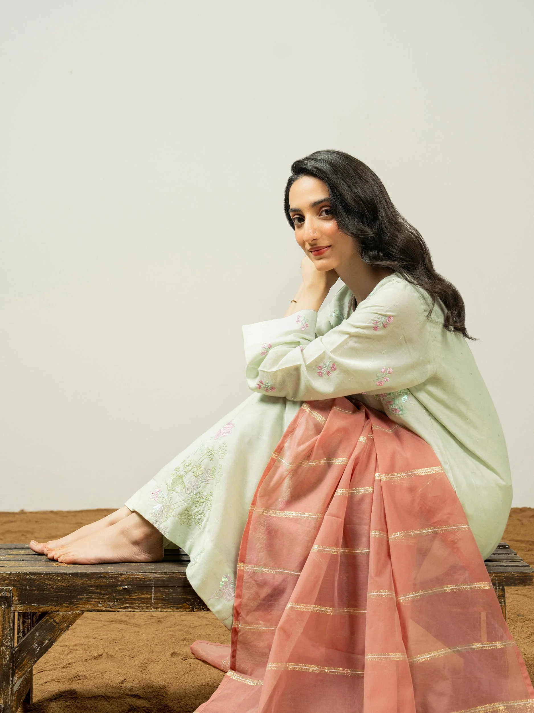 3 Piece Jacquard Suit-Embroidered (Pret) - Image 9