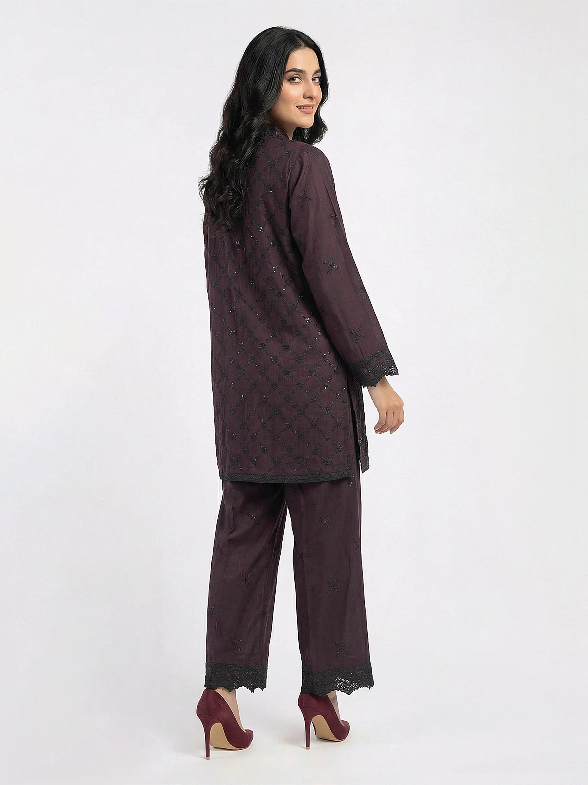 2 Piece Raw Silk Suit- Embroidered (Pret) - Image 2