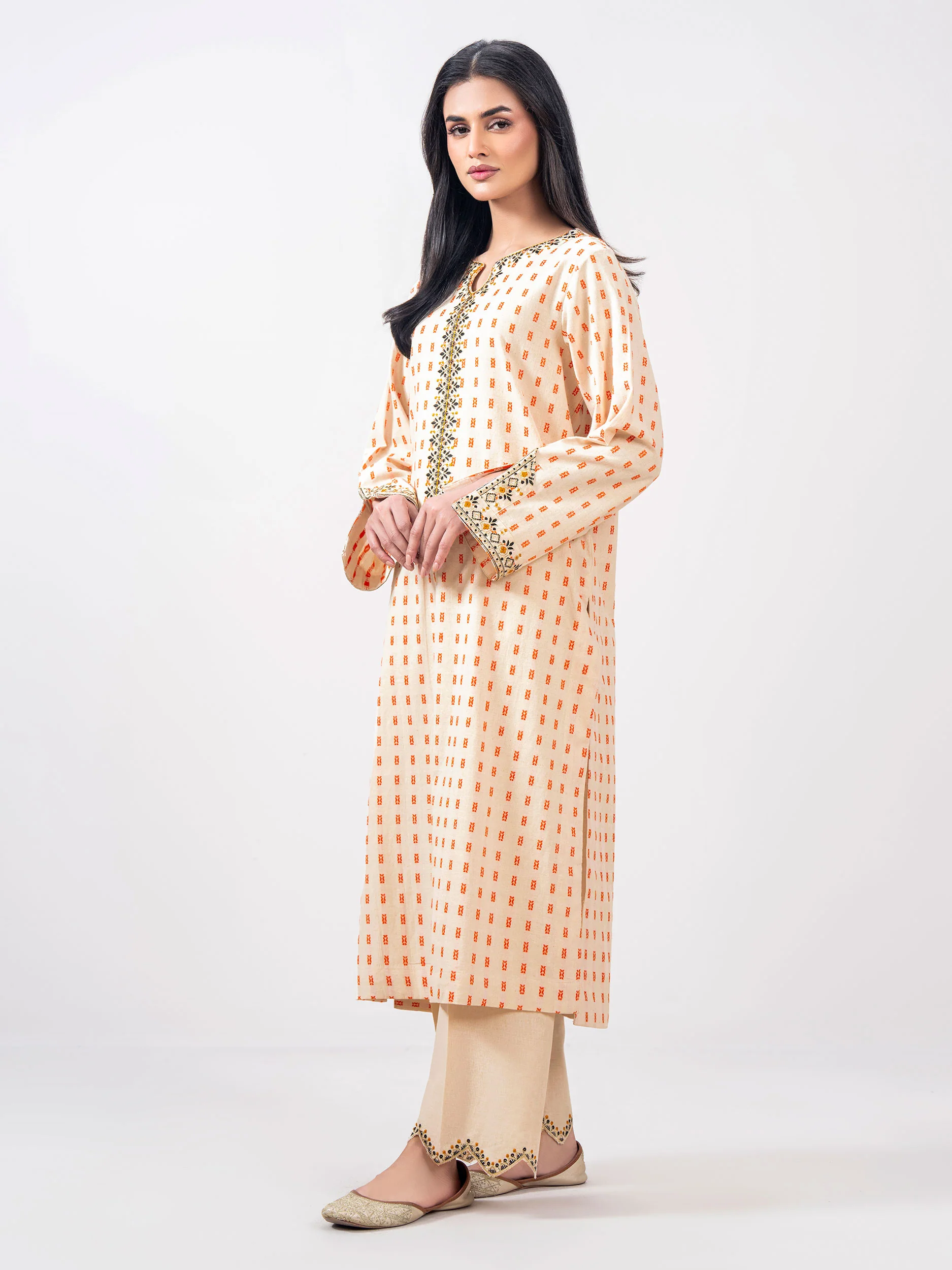 2 Piece Jacquard Suit- Embroidered (Pret) - Image 2