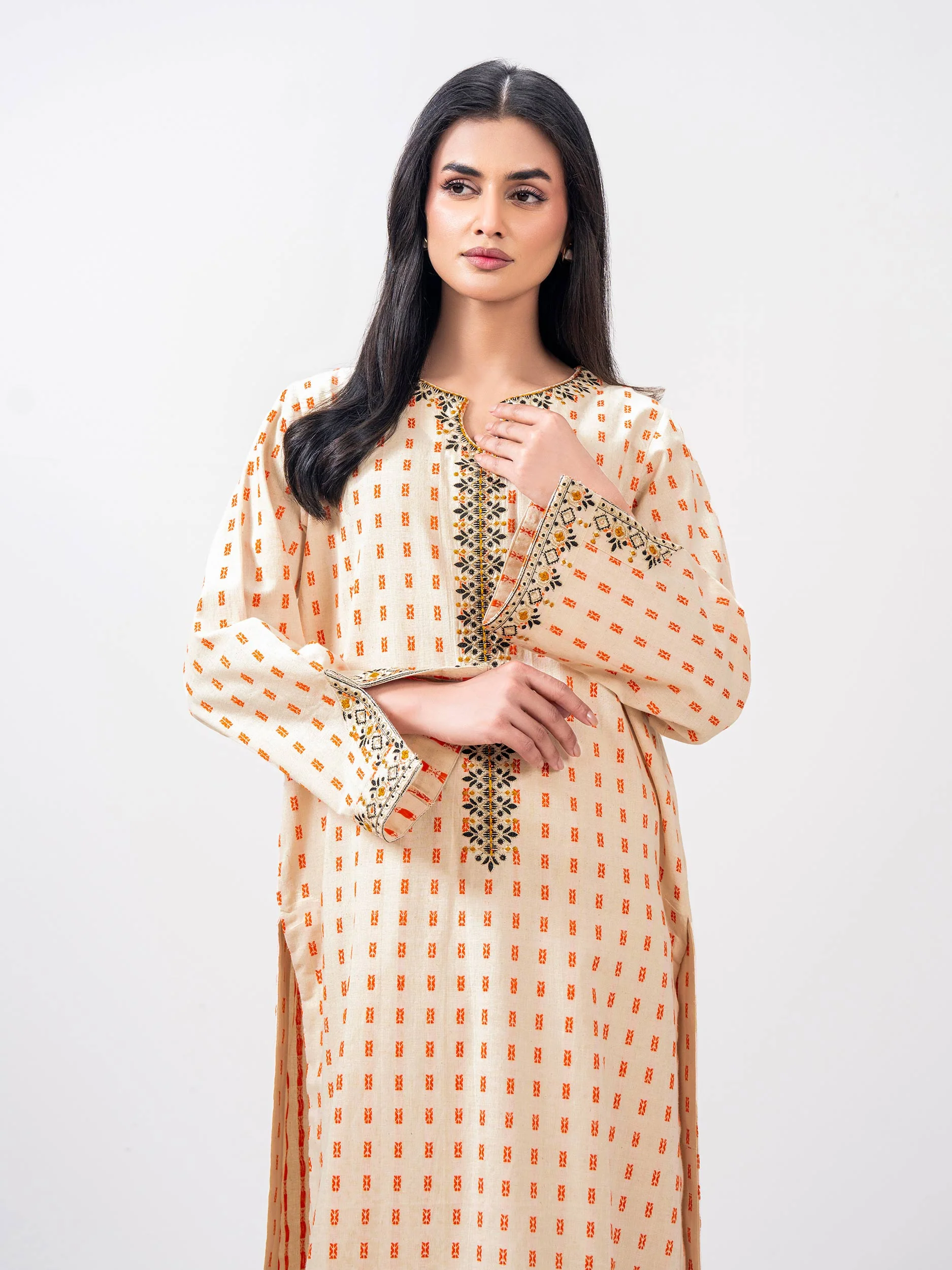2 Piece Jacquard Suit- Embroidered (Pret) - Image 4