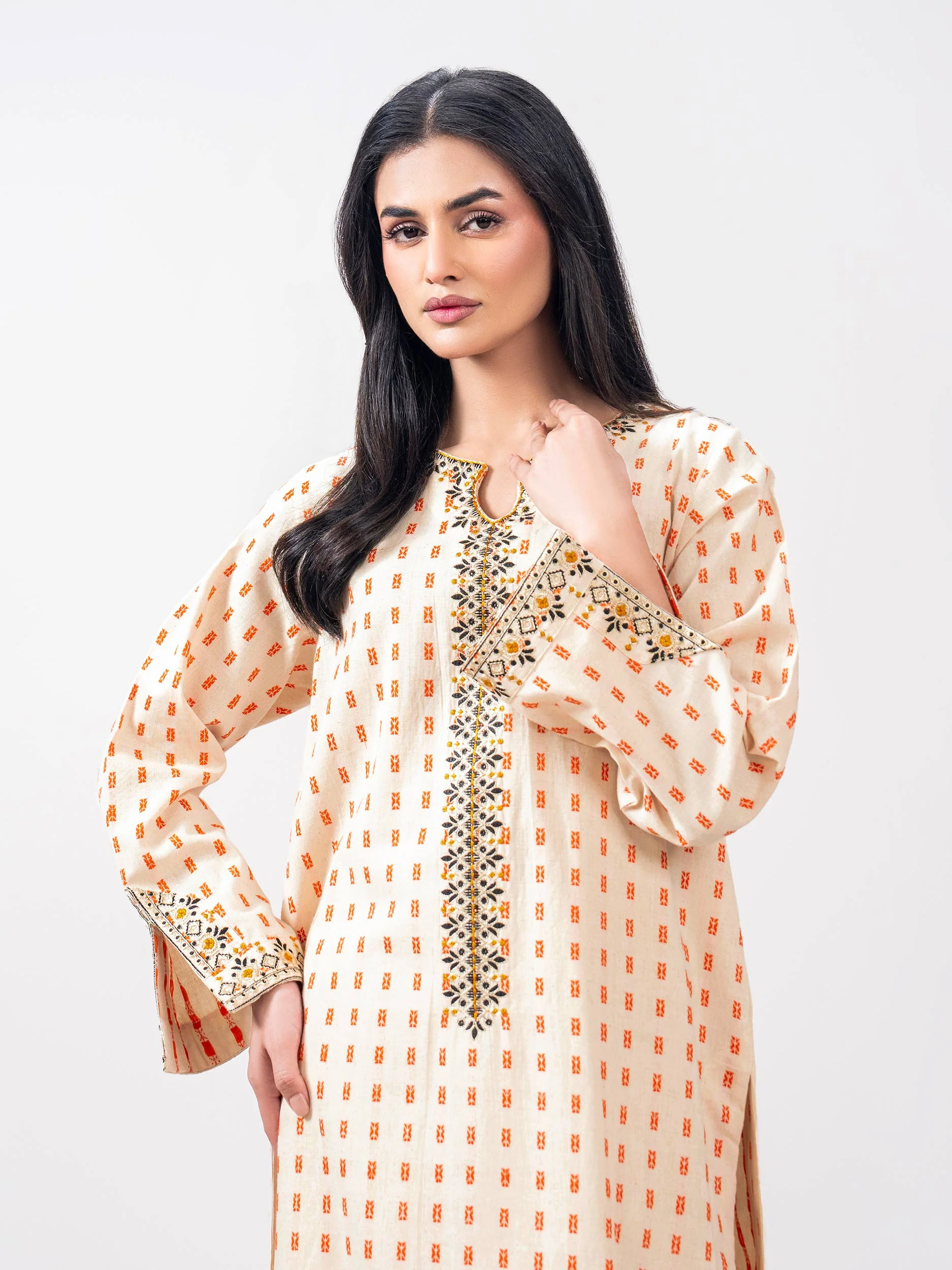 2 Piece Jacquard Suit- Embroidered (Pret) - Image 5