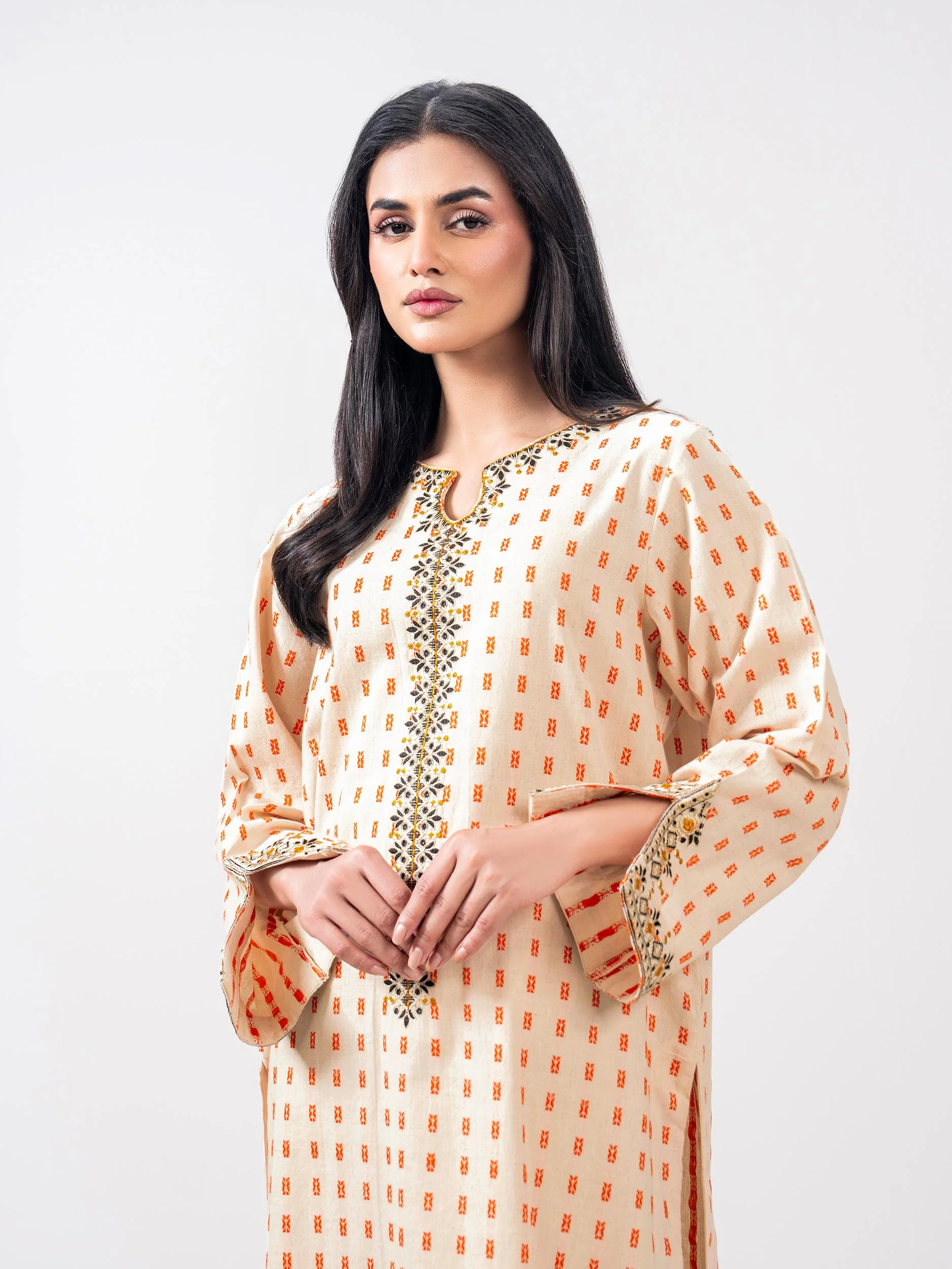2 Piece Jacquard Suit- Embroidered (Pret) - Image 6