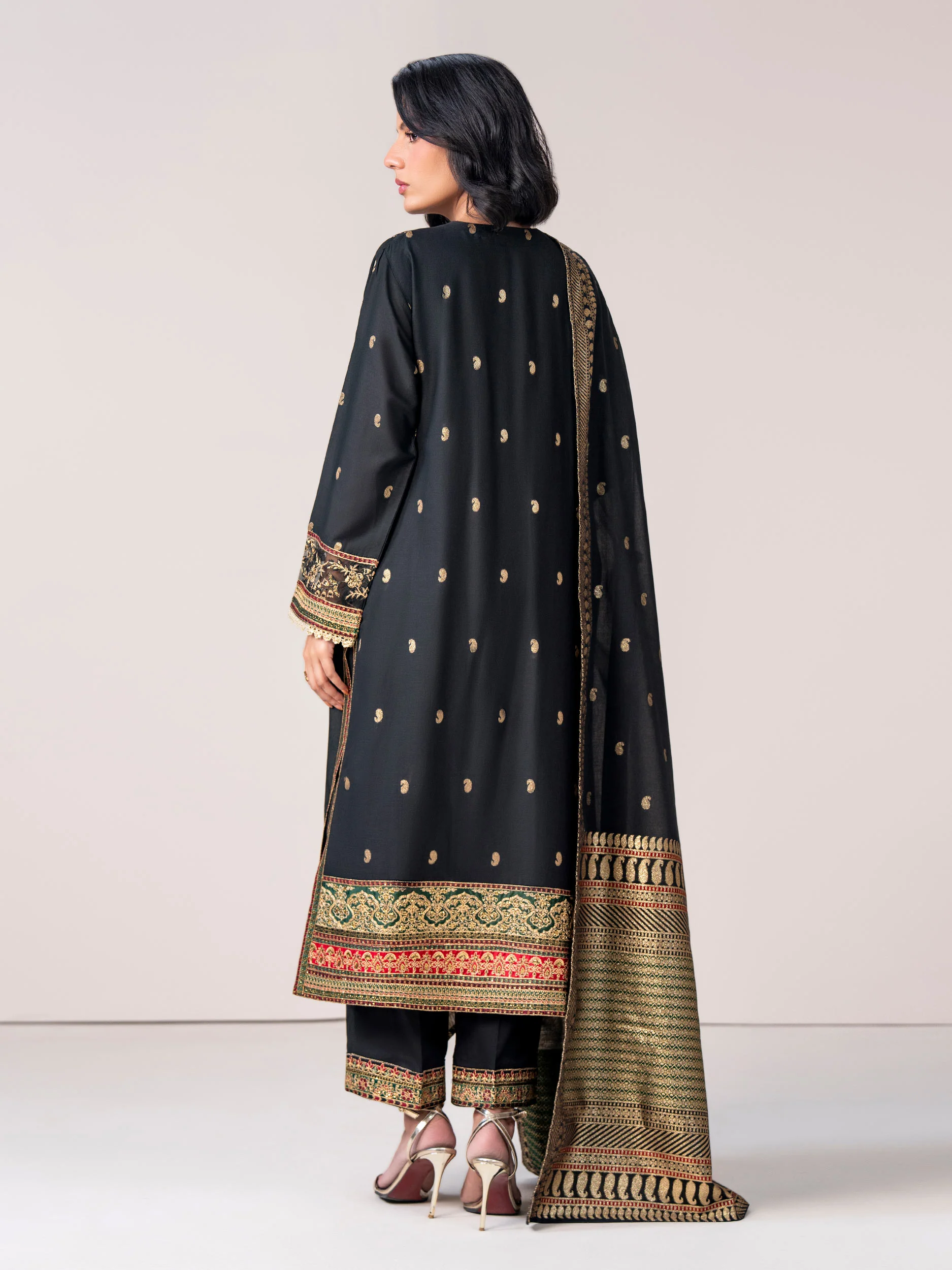 3 Piece Jacquard Suit- Embroidered (Pret) - Image 3