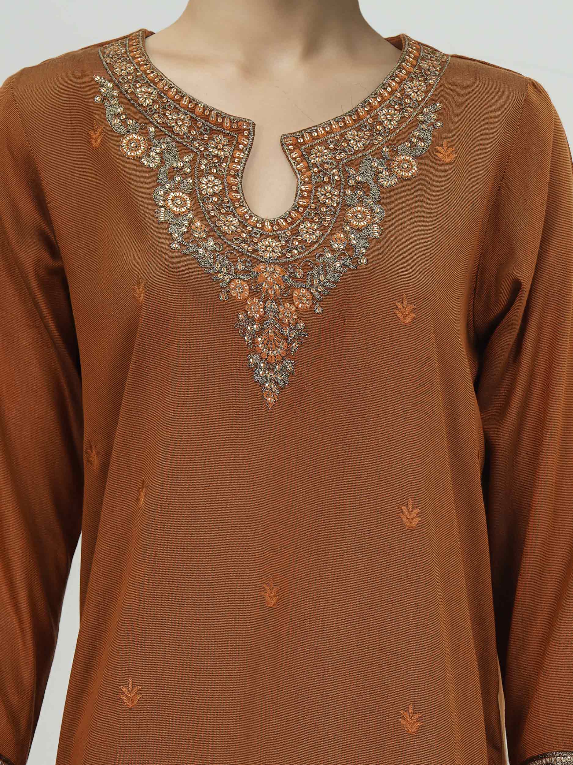 3 Piece Cotton Net Suit- Embroidered (Pret) - Image 6