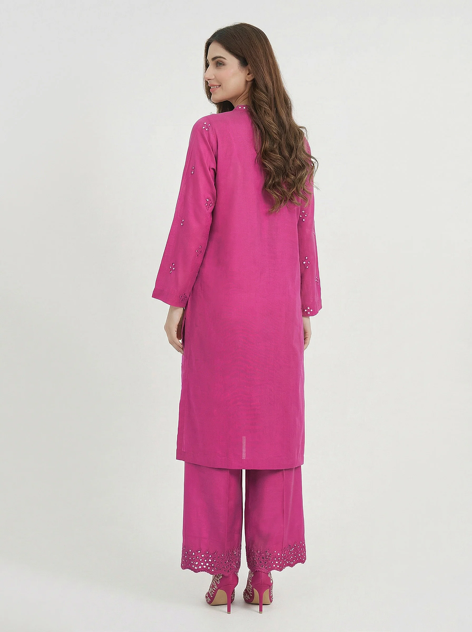 3 Piece Raw Silk Suit- Embroidered (Pret) - Image 2