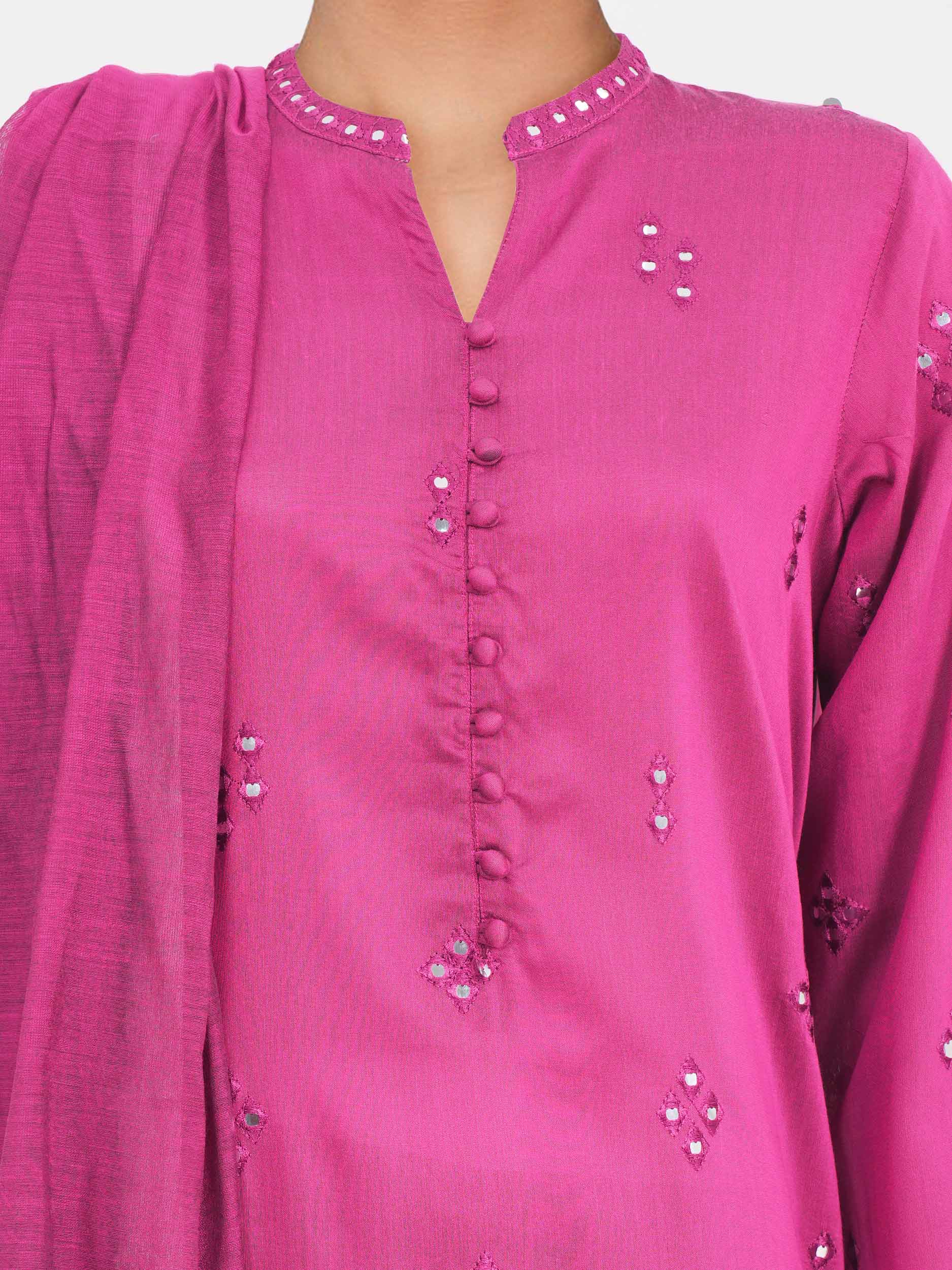 3 Piece Raw Silk Suit- Embroidered (Pret) - Image 3