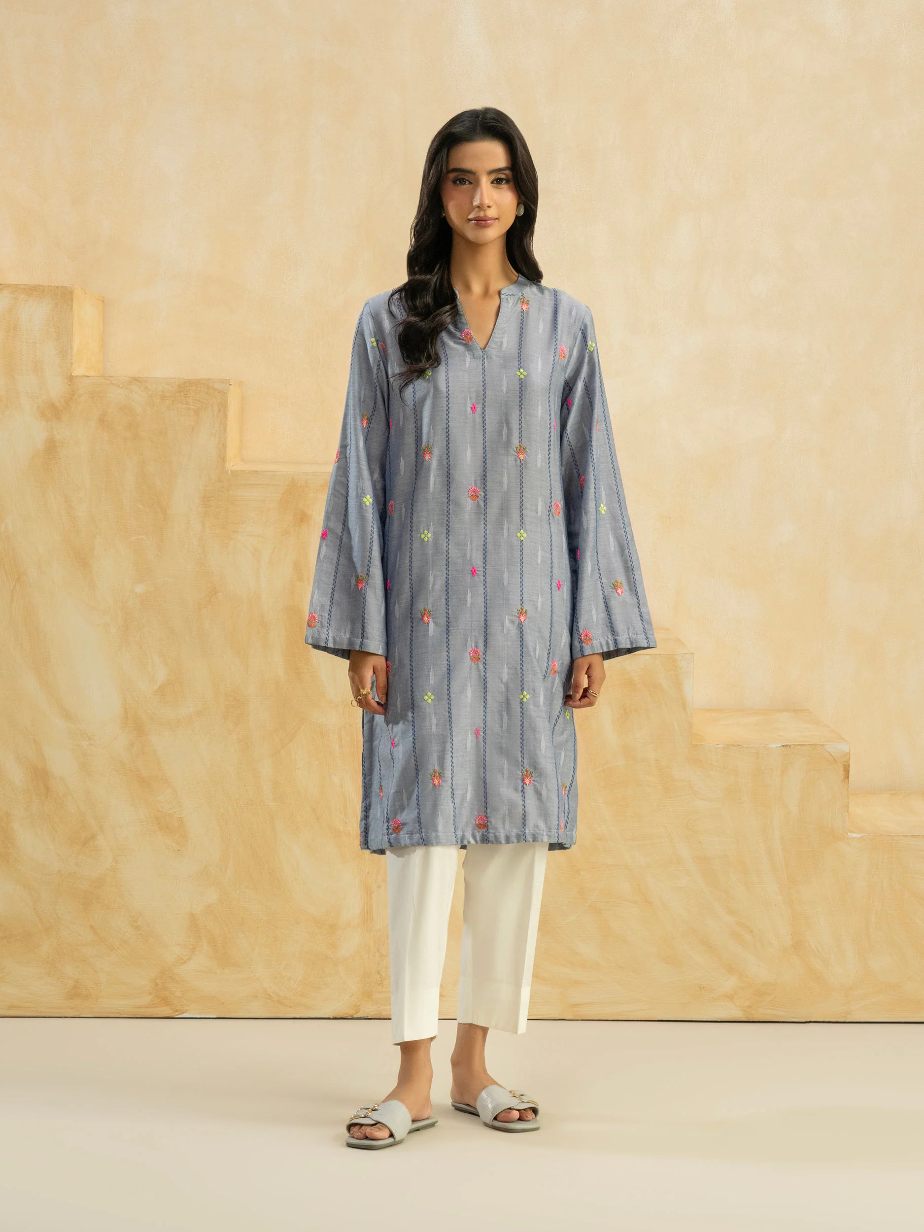 Denim Shirt-Embroidered (Pret) - Image 2