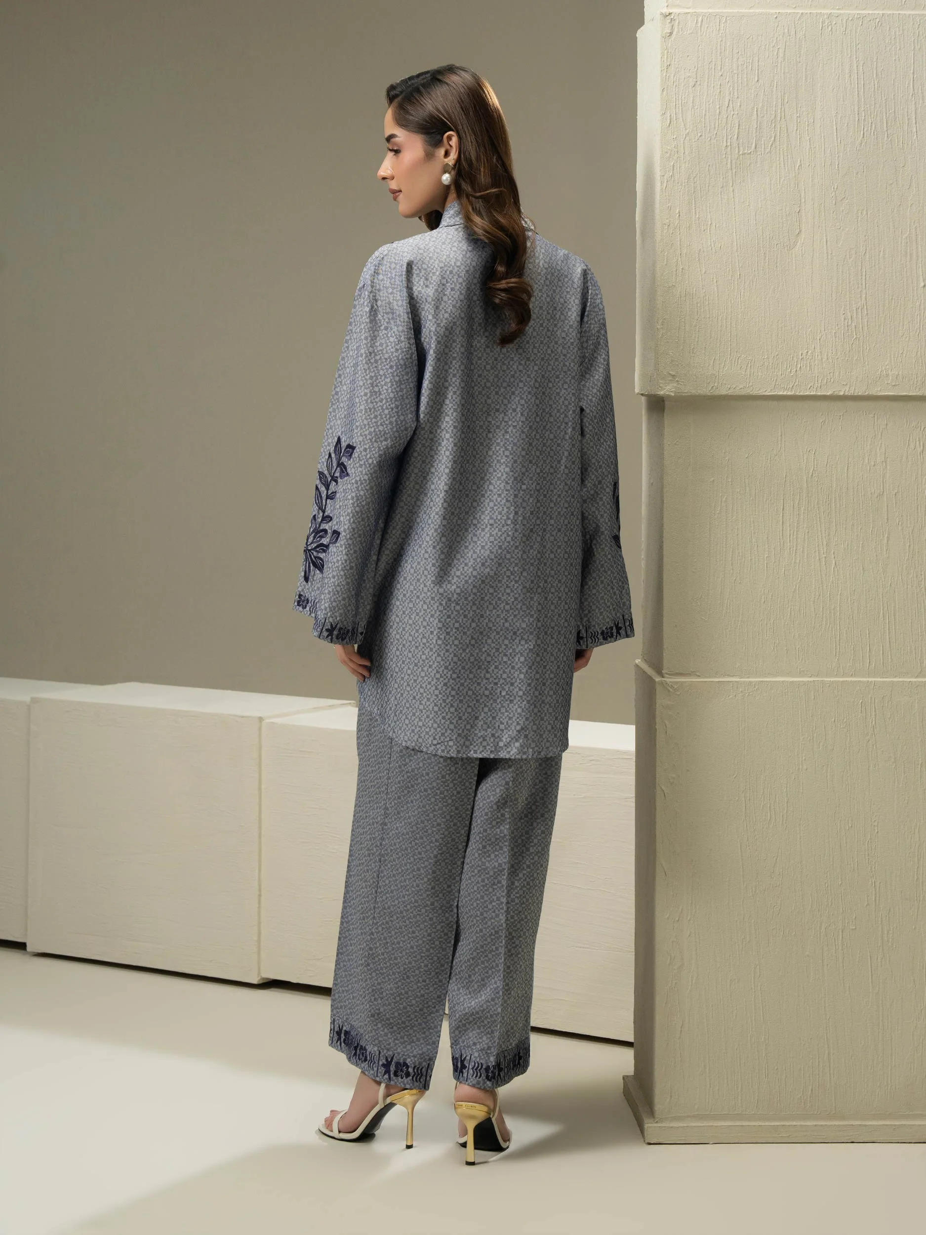 Jacquard Co-ord Set- Embroidered - Image 4