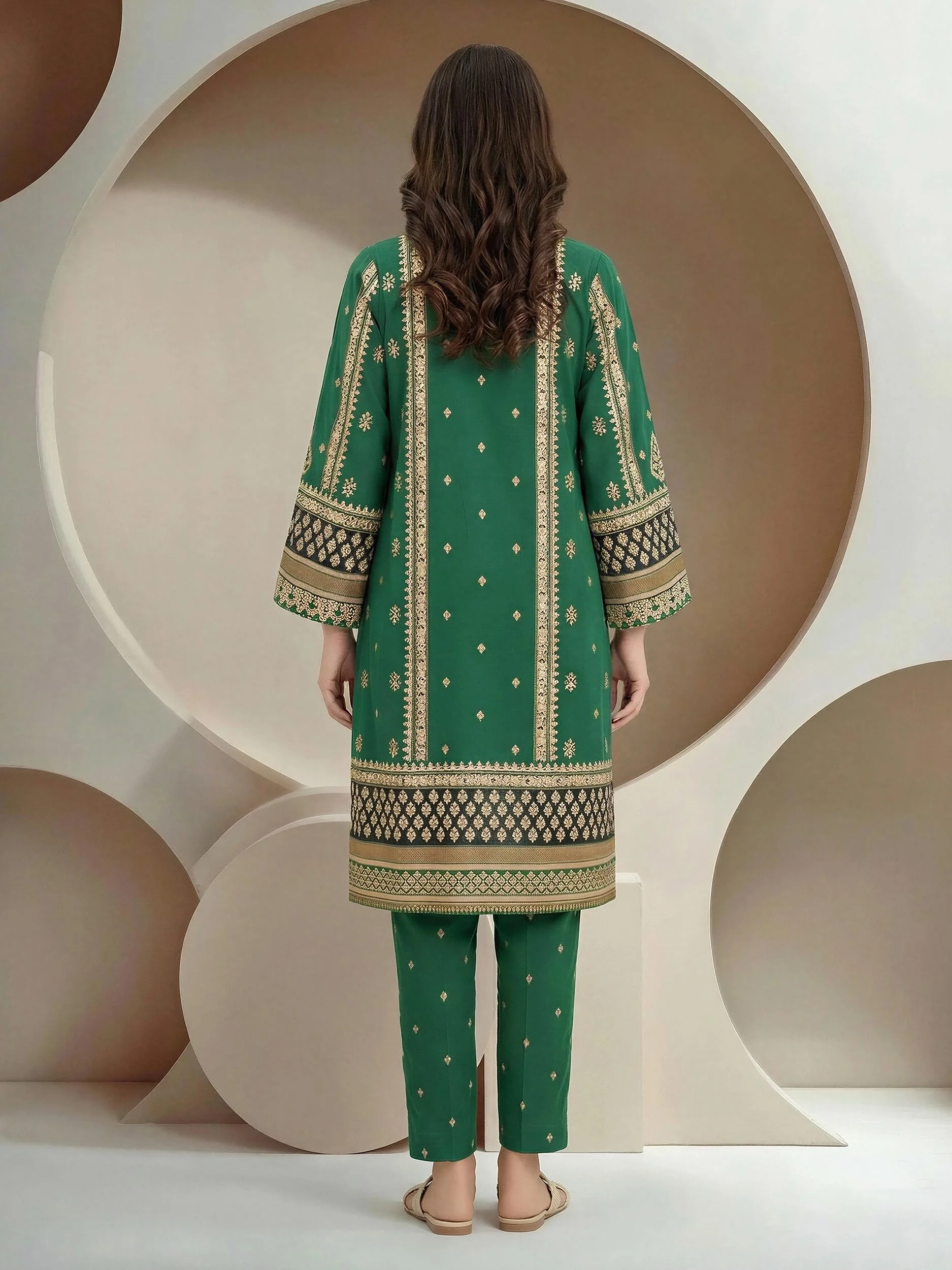 2 Piece Satin Suit (Pret) - Image 3
