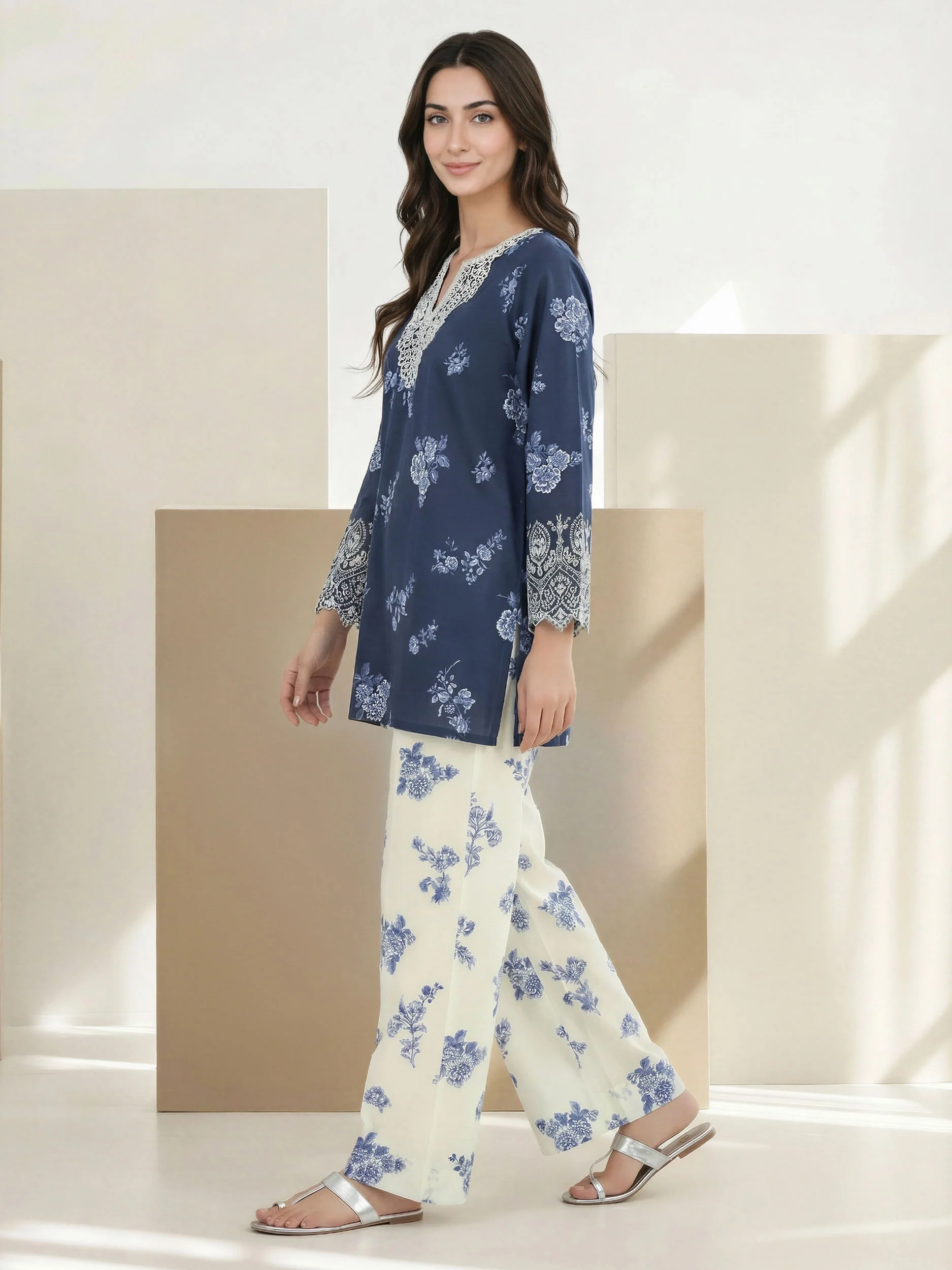Cambric Co-ord Set- Embroirdered - Image 2