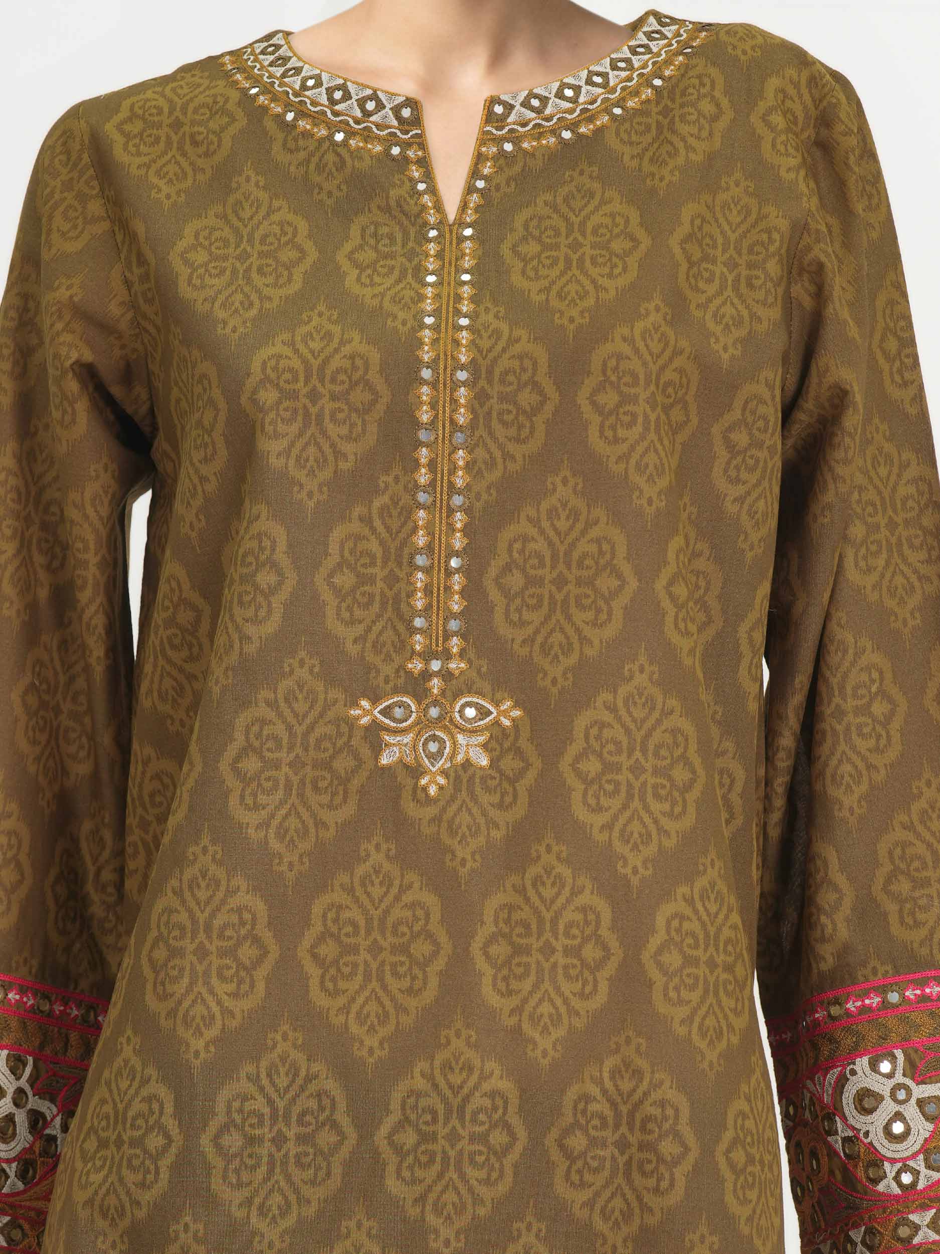 2 Piece Cambric Suit- Embroidered (Pret) - Image 3