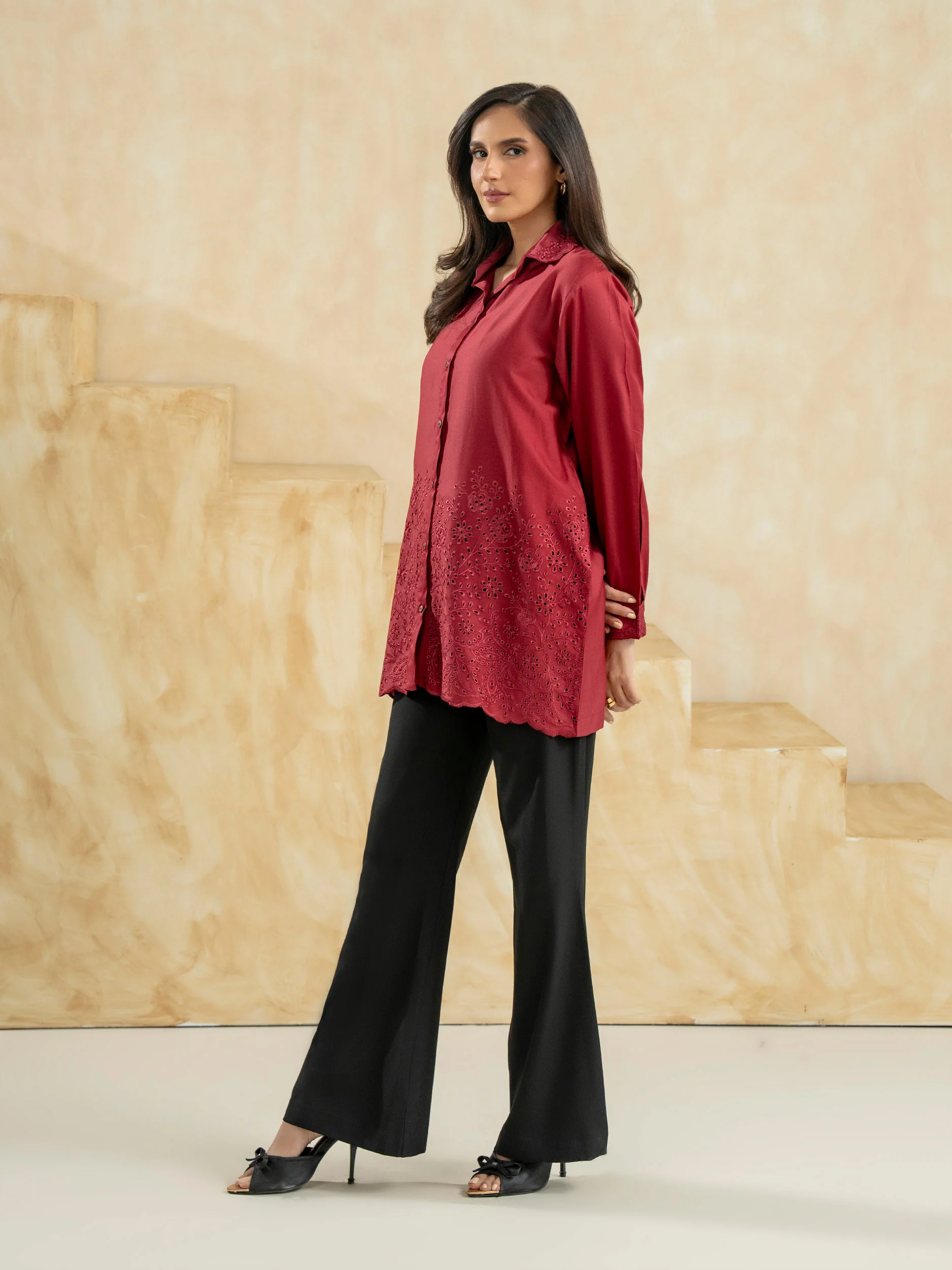 Satin Kurti-Embroidered (Pret) - Image 3