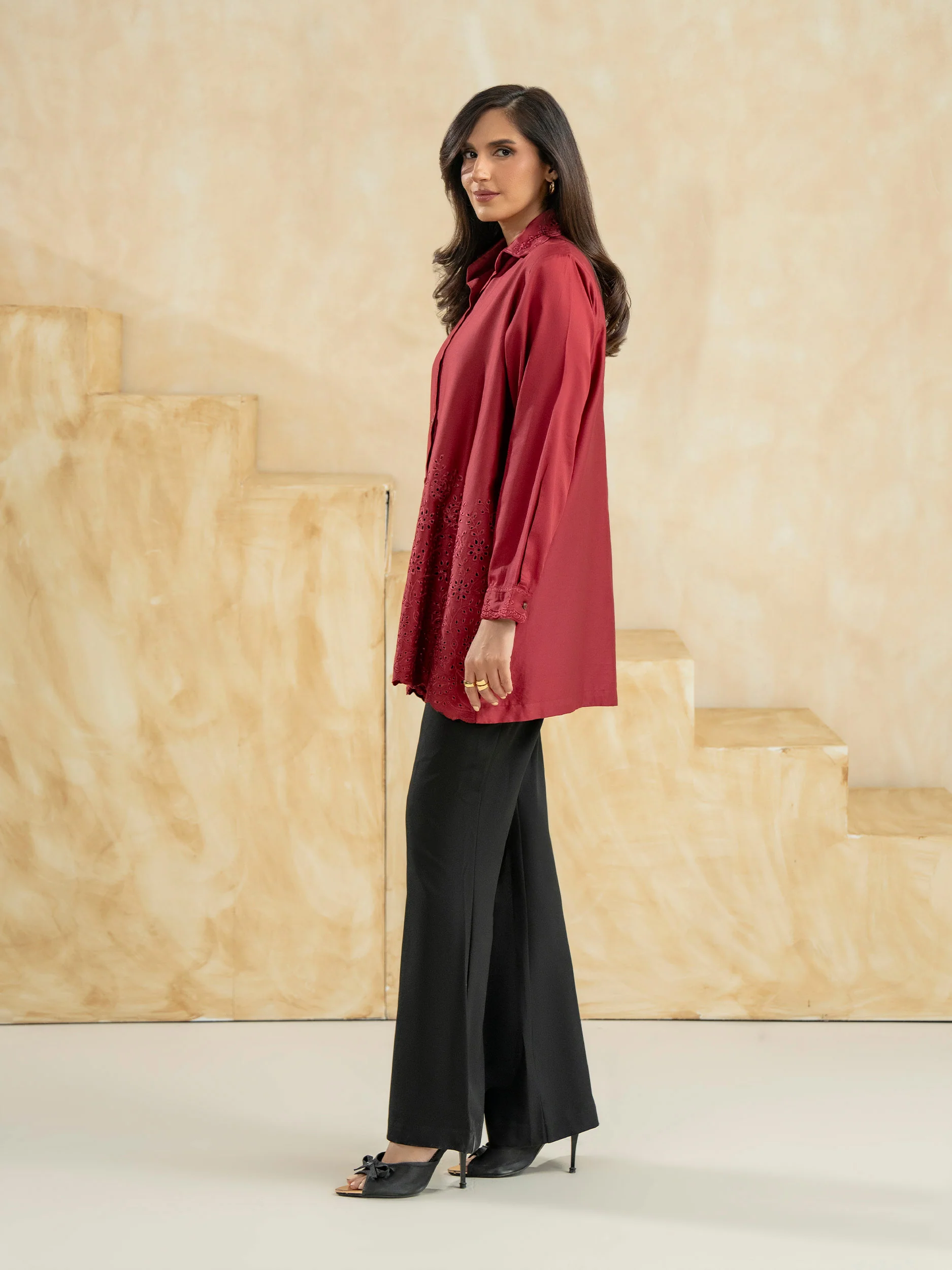 Satin Kurti-Embroidered (Pret) - Image 4