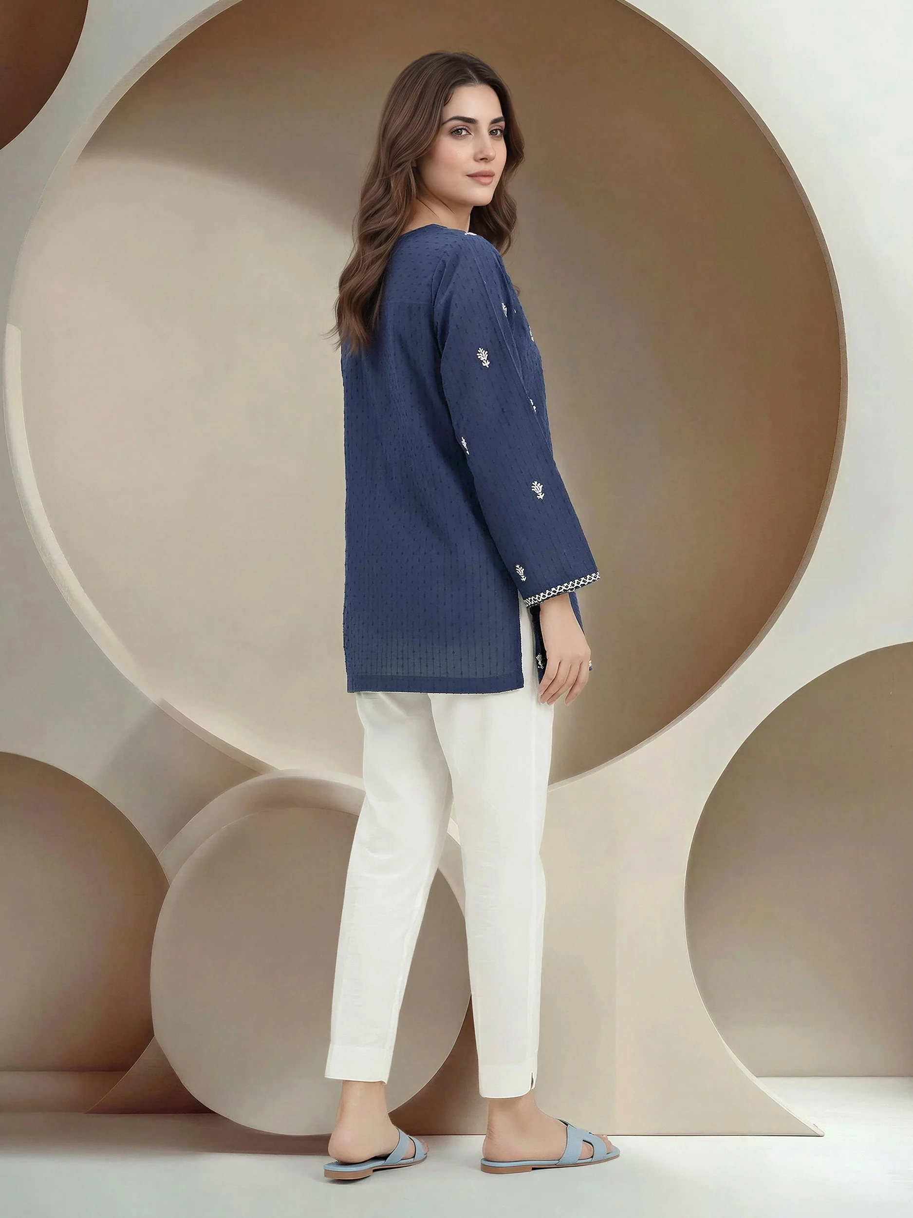 Lawn Texture Kurti- Embroidered (Pret) - Image 3
