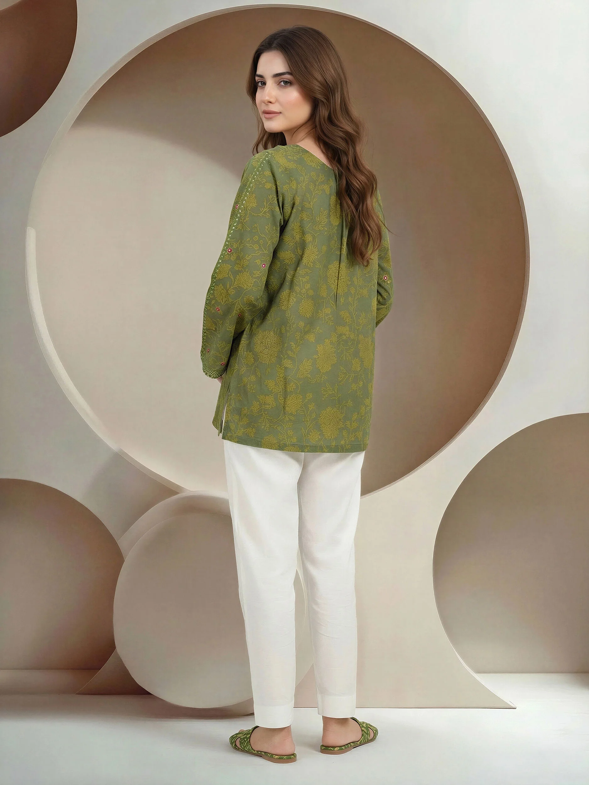 Lawn Slub Kurti- Embroidered (Pret) - Image 3