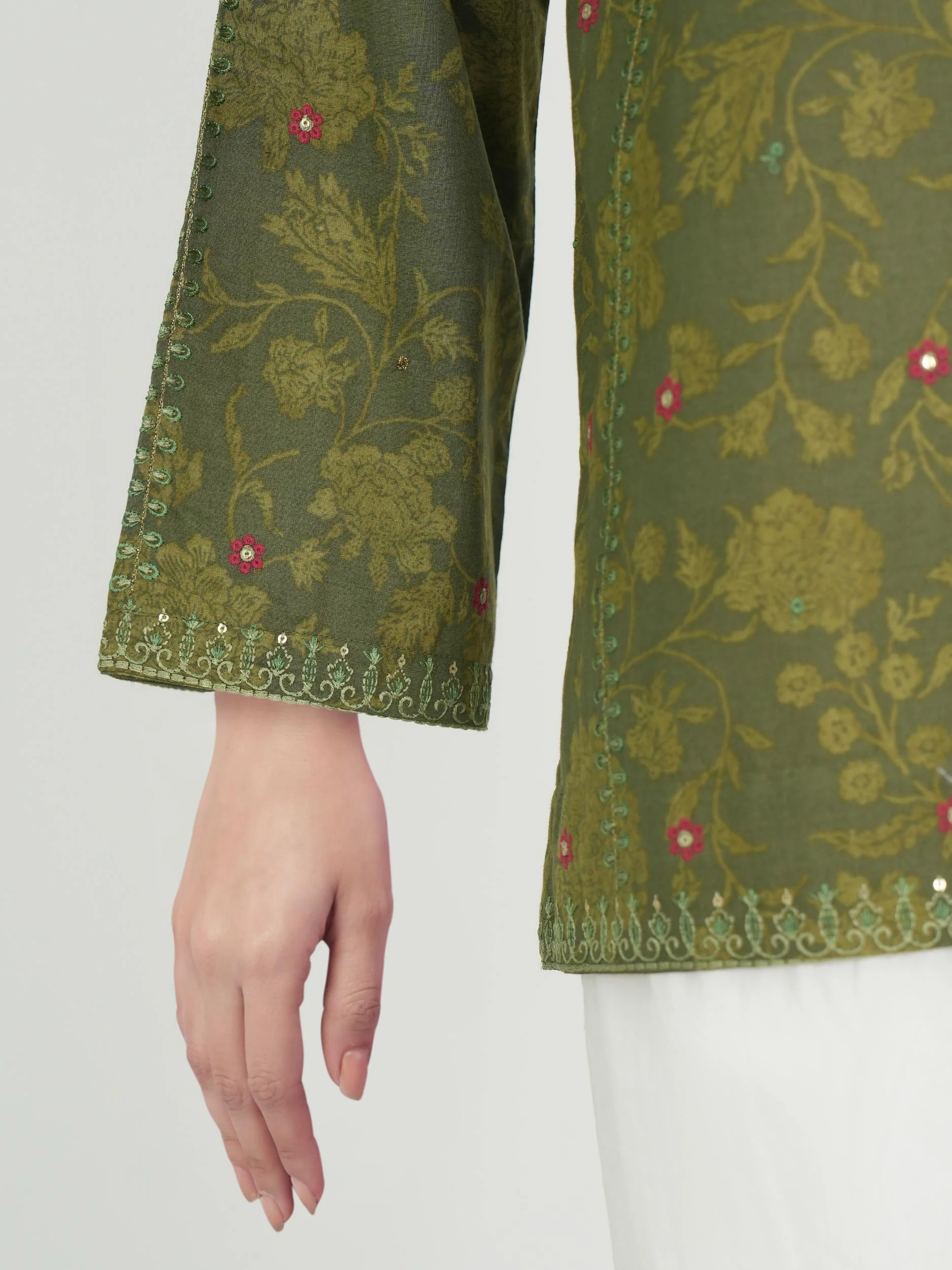 Lawn Slub Kurti- Embroidered (Pret) - Image 5