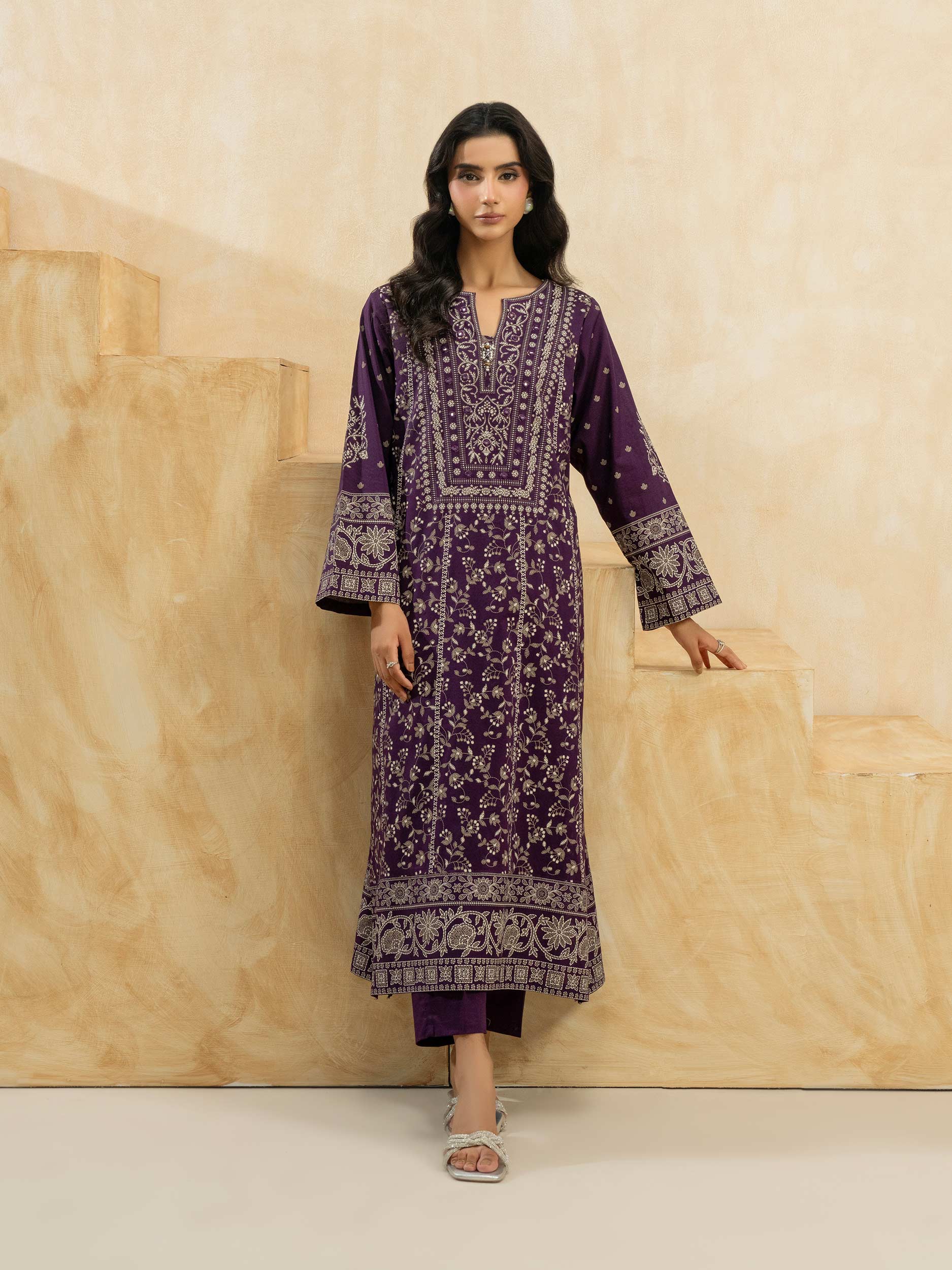 2 Piece Cambric Suit-Embroidered (Pret) - Image 3