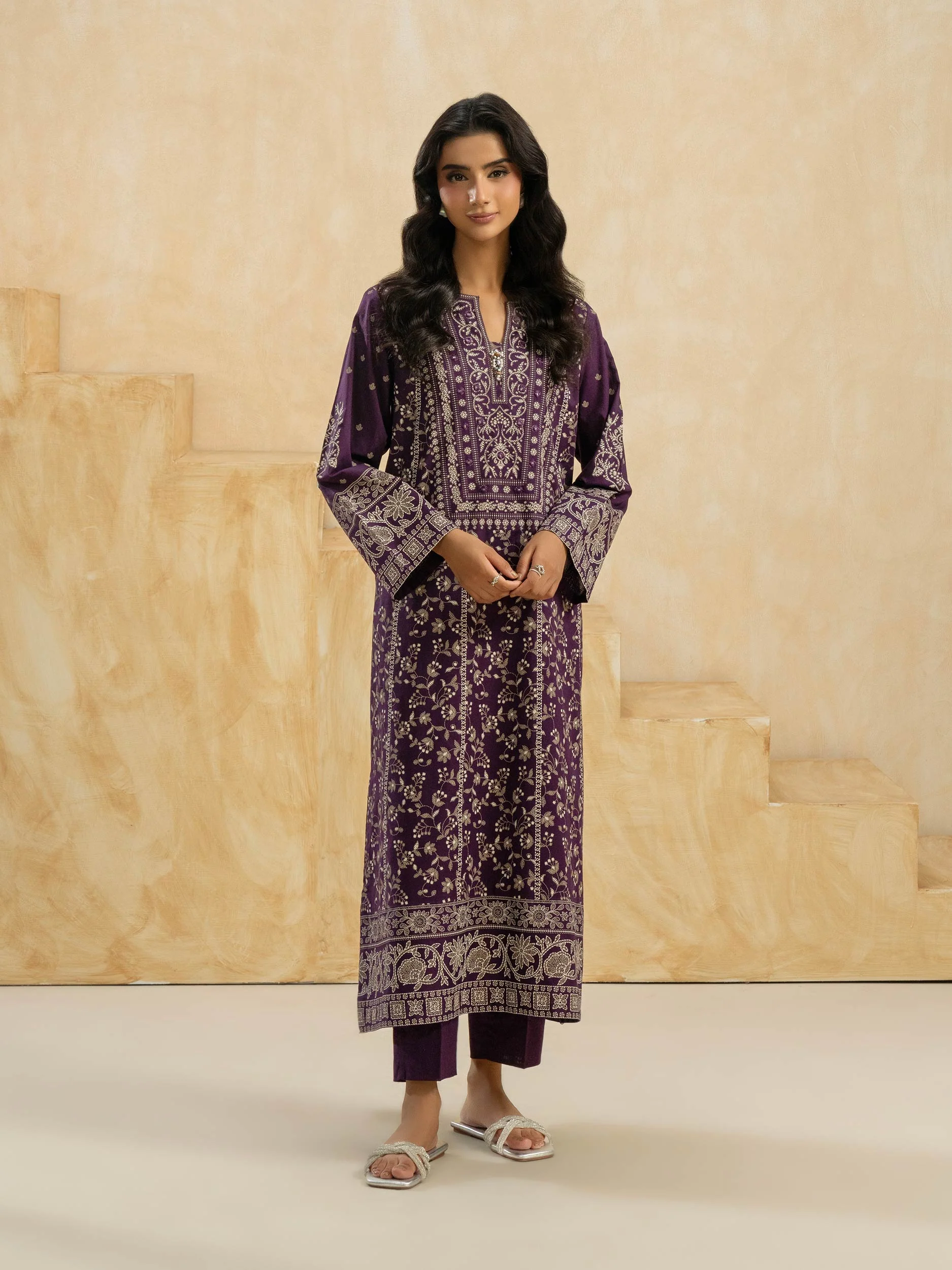 2 Piece Cambric Suit-Embroidered (Pret) - Image 5