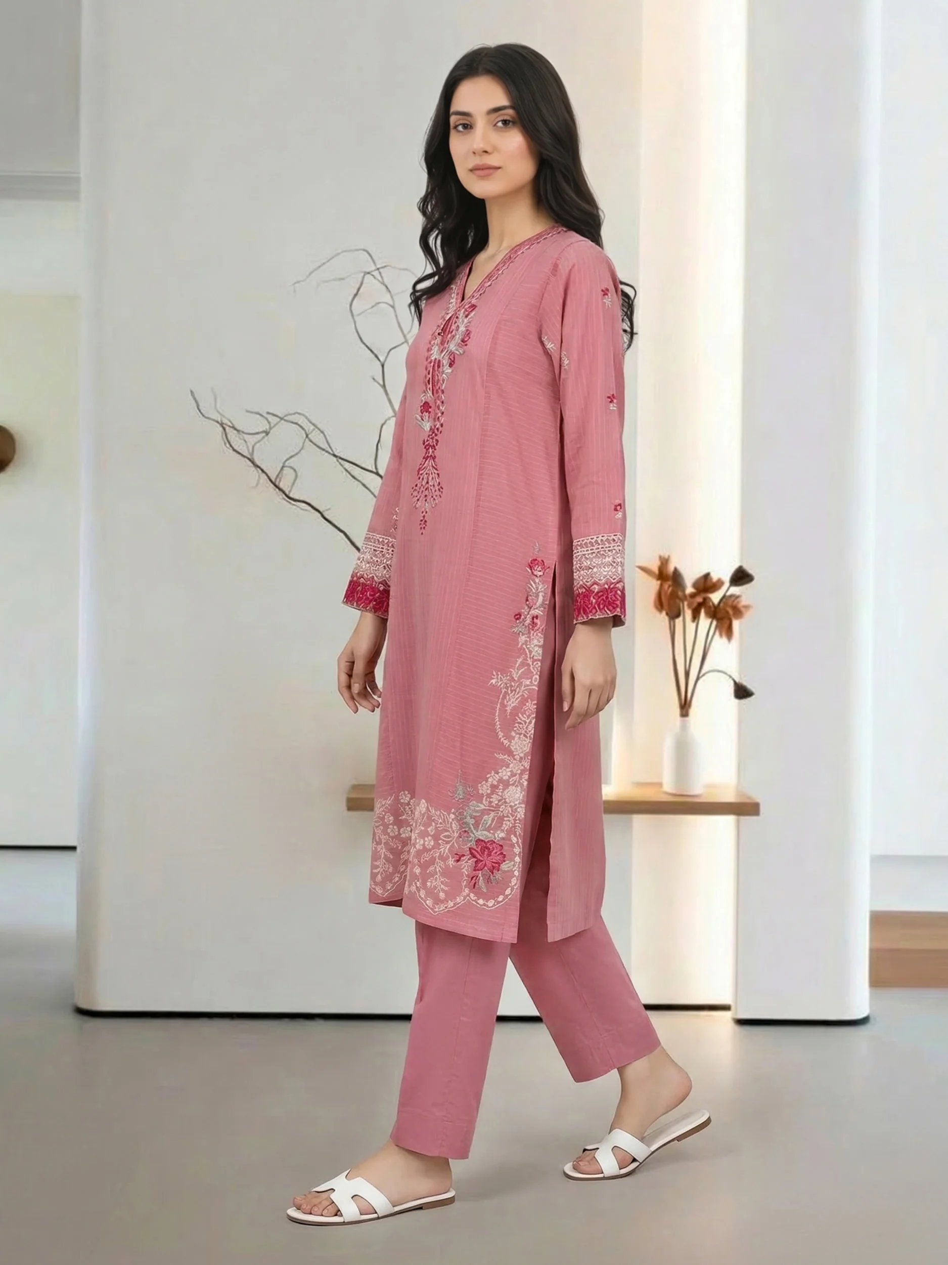 2 Piece Yarn Dyed Suit- Embroidered (Pret) - Image 2
