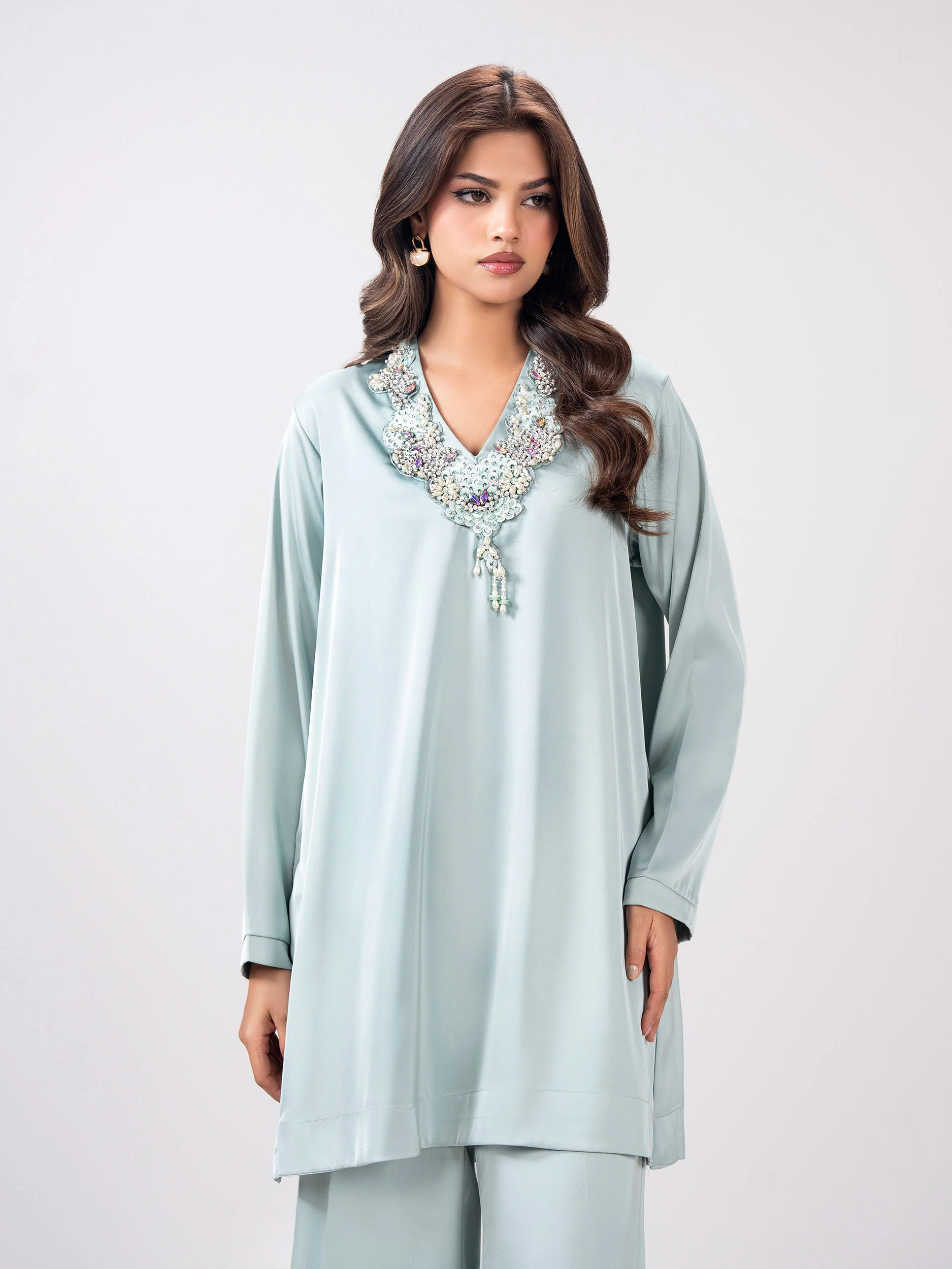 2 Piece Silk Suit- Embellished (Pret) - Image 4