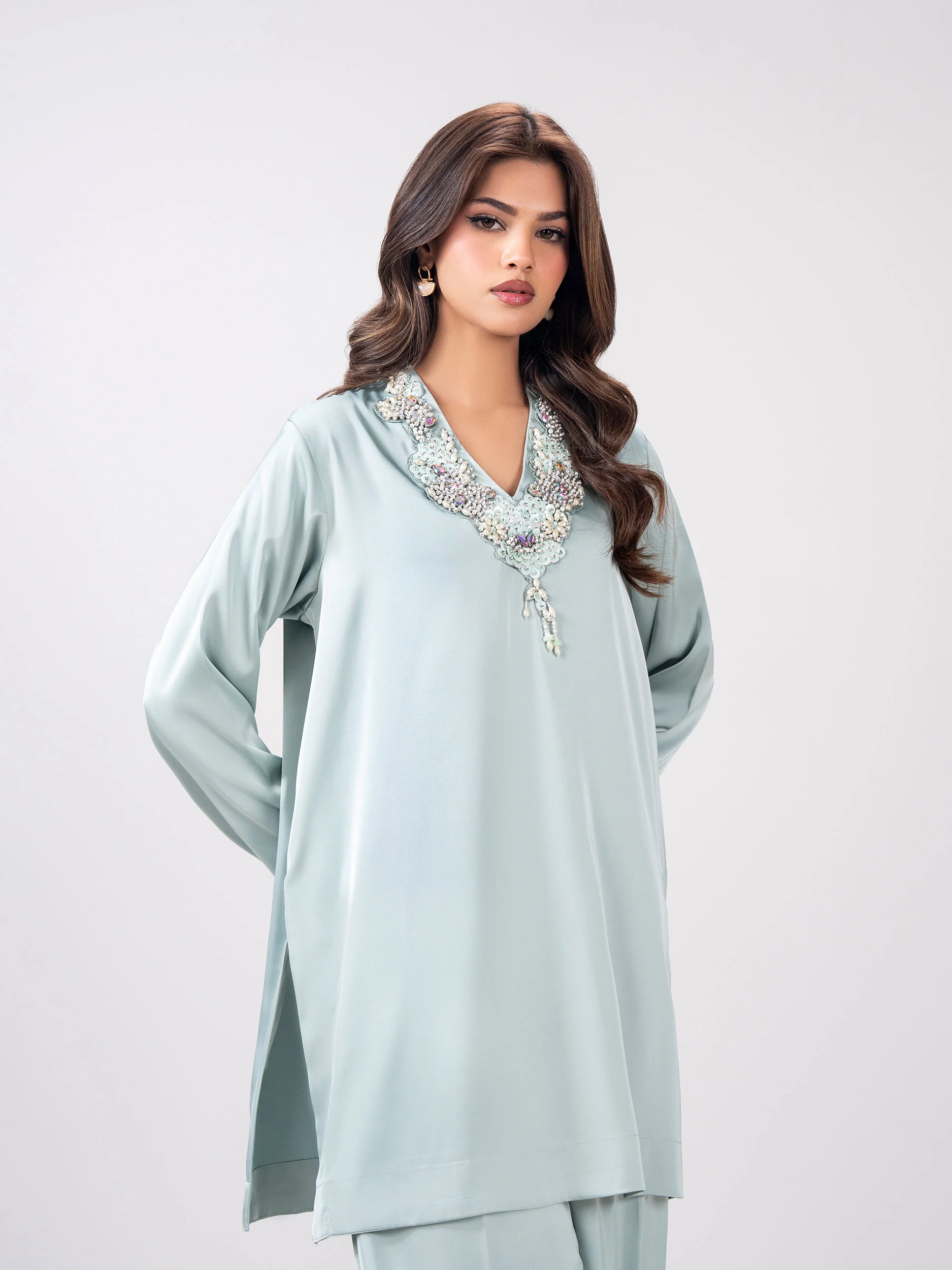 2 Piece Silk Suit- Embellished (Pret) - Image 5